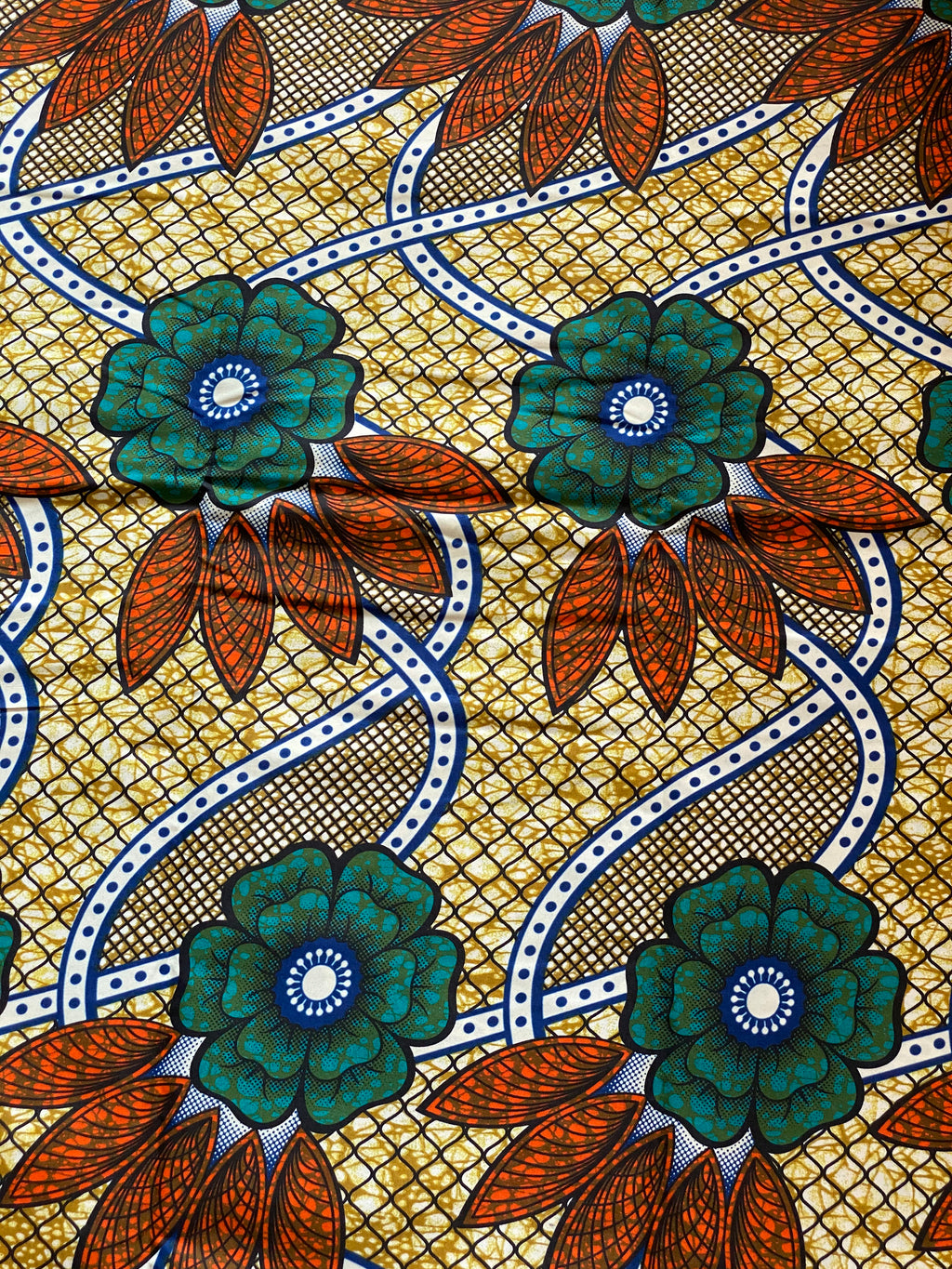 Floral Ankara Fabric: Soft Polycotton African Print, 6 Yards