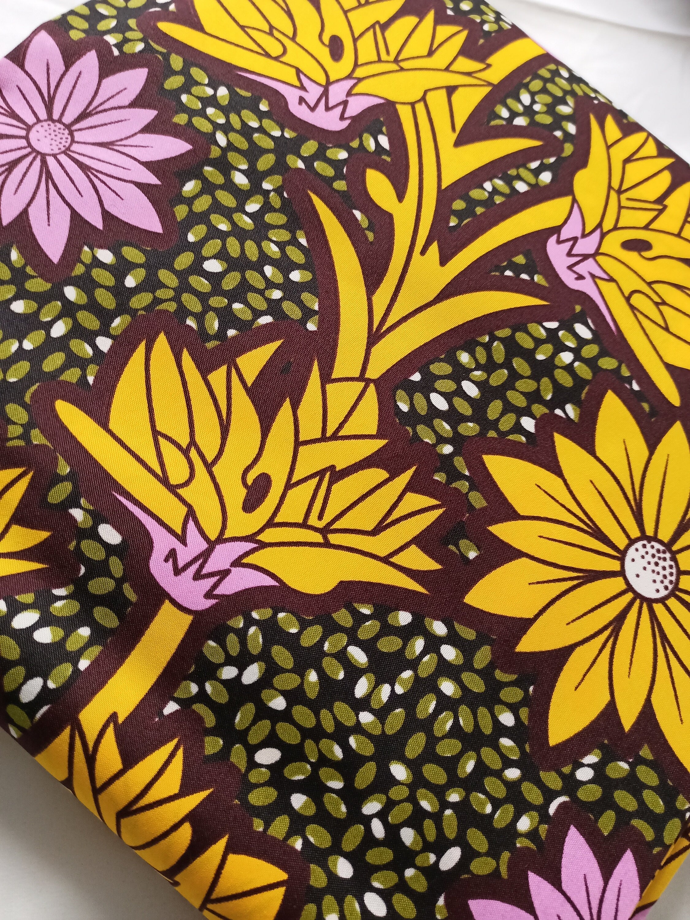 Floral Ankara Fabric: Soft Polycotton African Print, 6 Yards