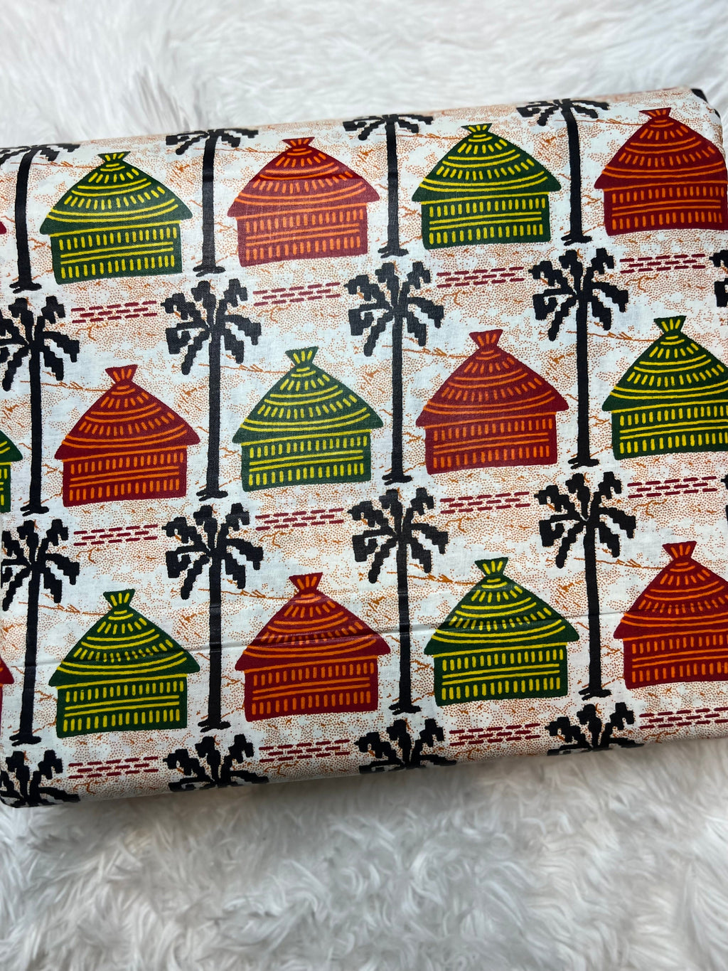 African Ankara Fabric: Brown & Black Tribal Print, 6 Yards