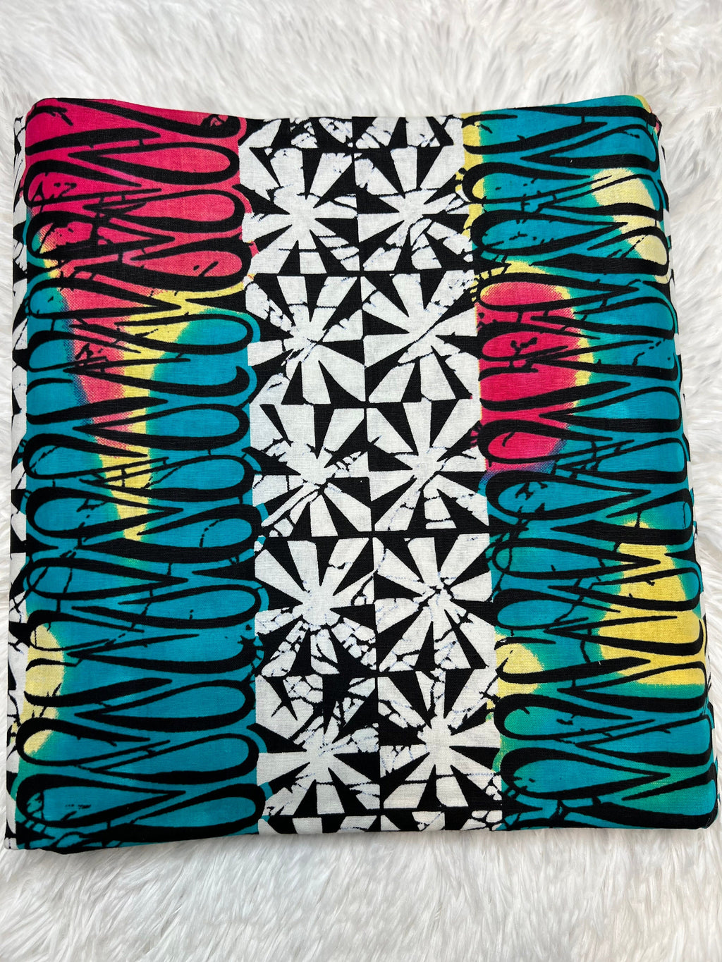 Ankara Wax Fabric: Blue & Brown African Print, 6 Yards