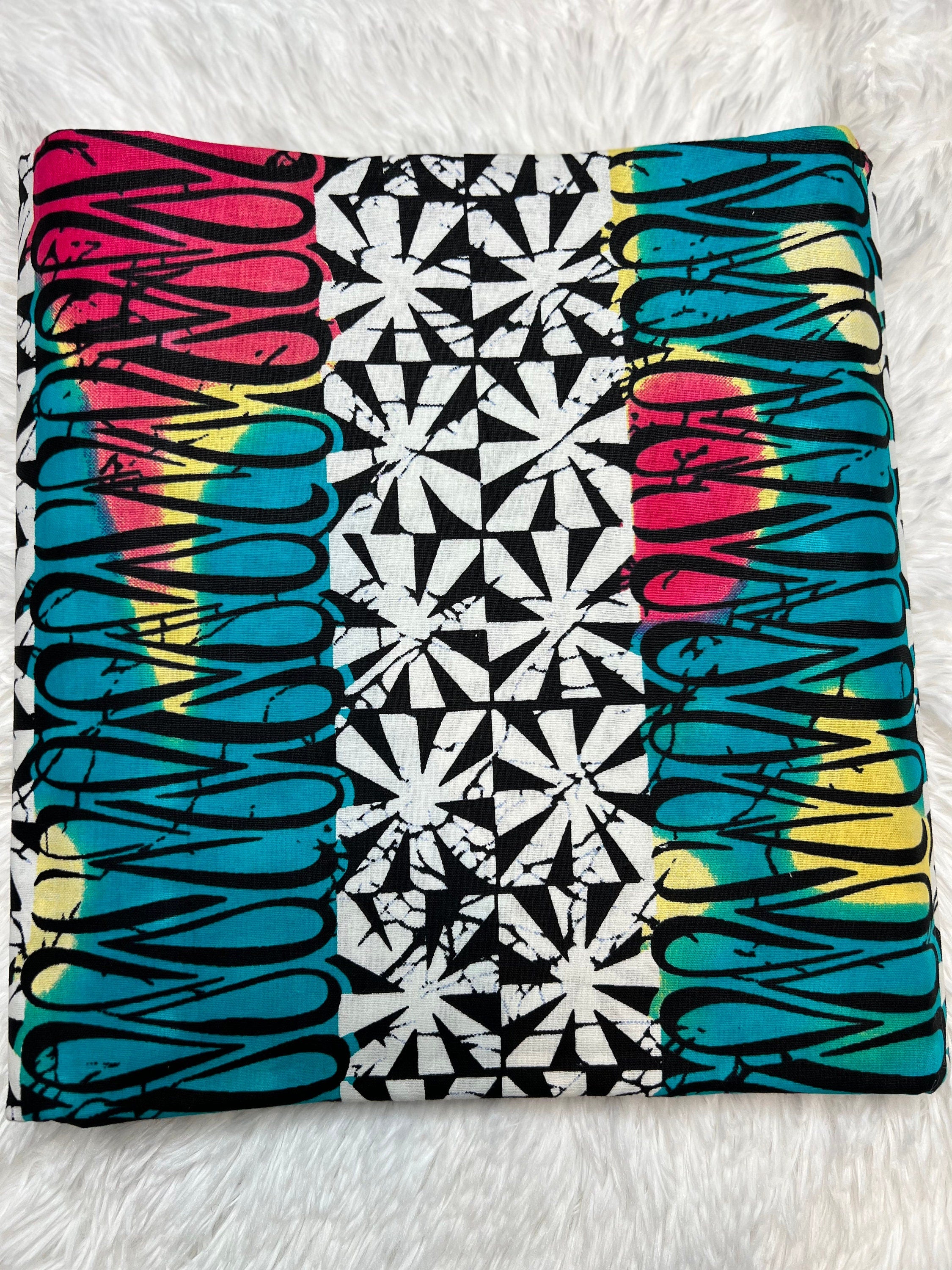 Ankara Wax Fabric: Blue & Brown African Print, 6 Yards