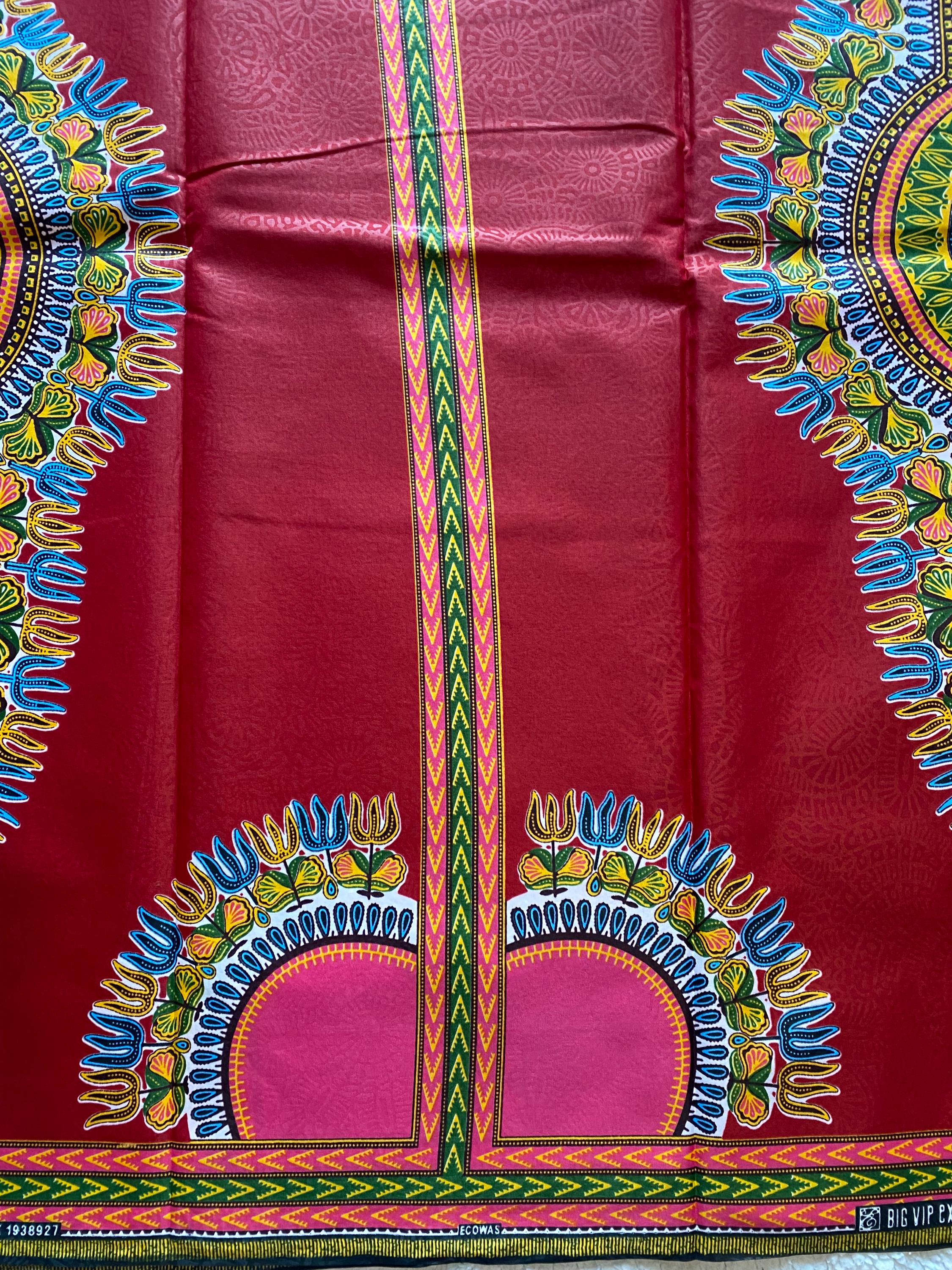 Dashiki African Wax Print Fabric: 100% Cotton Angelina Print, 6 Yards