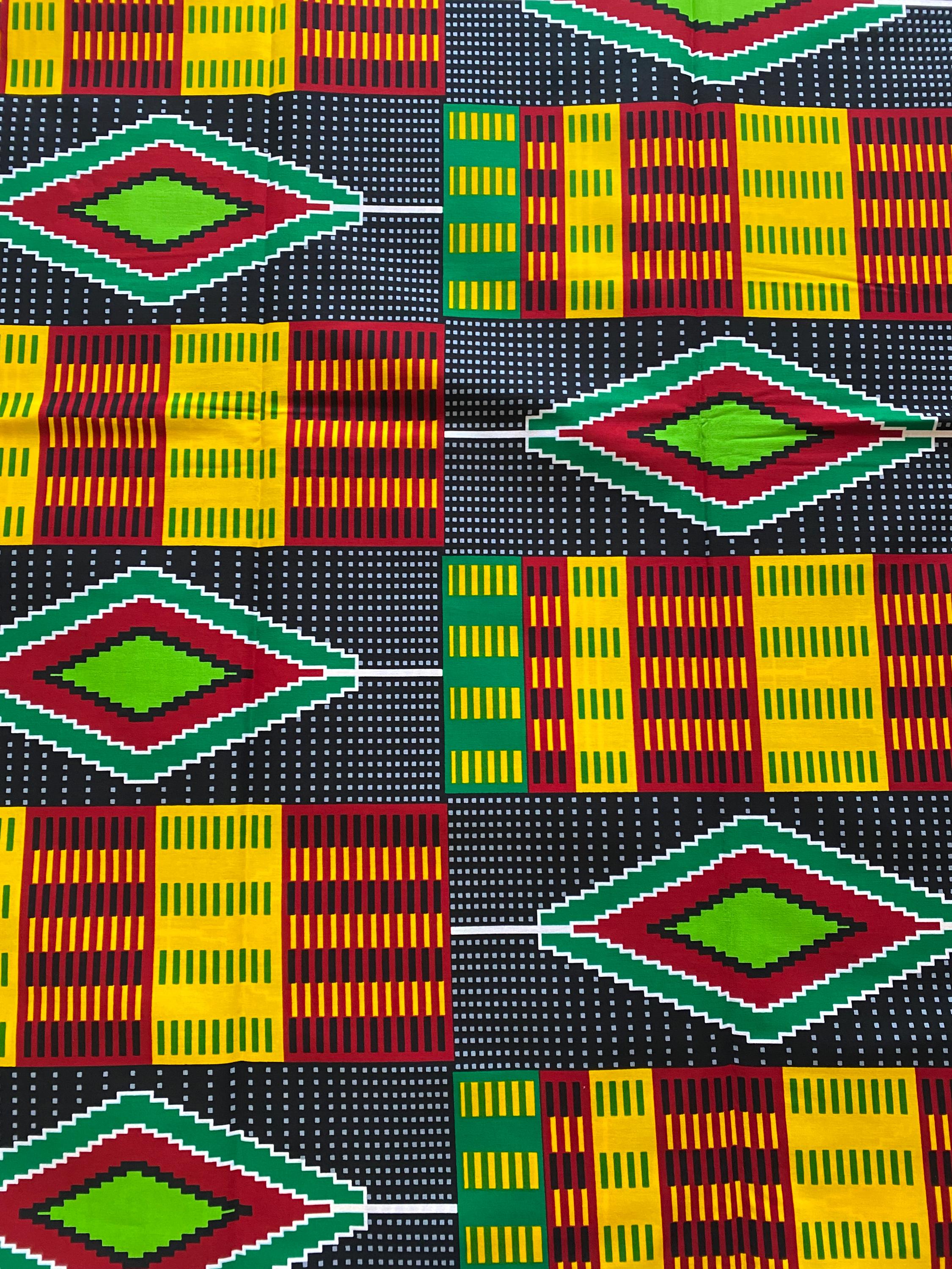 Kente Print Cotton Fabric – African Wax Print, Dress Making By The Yard