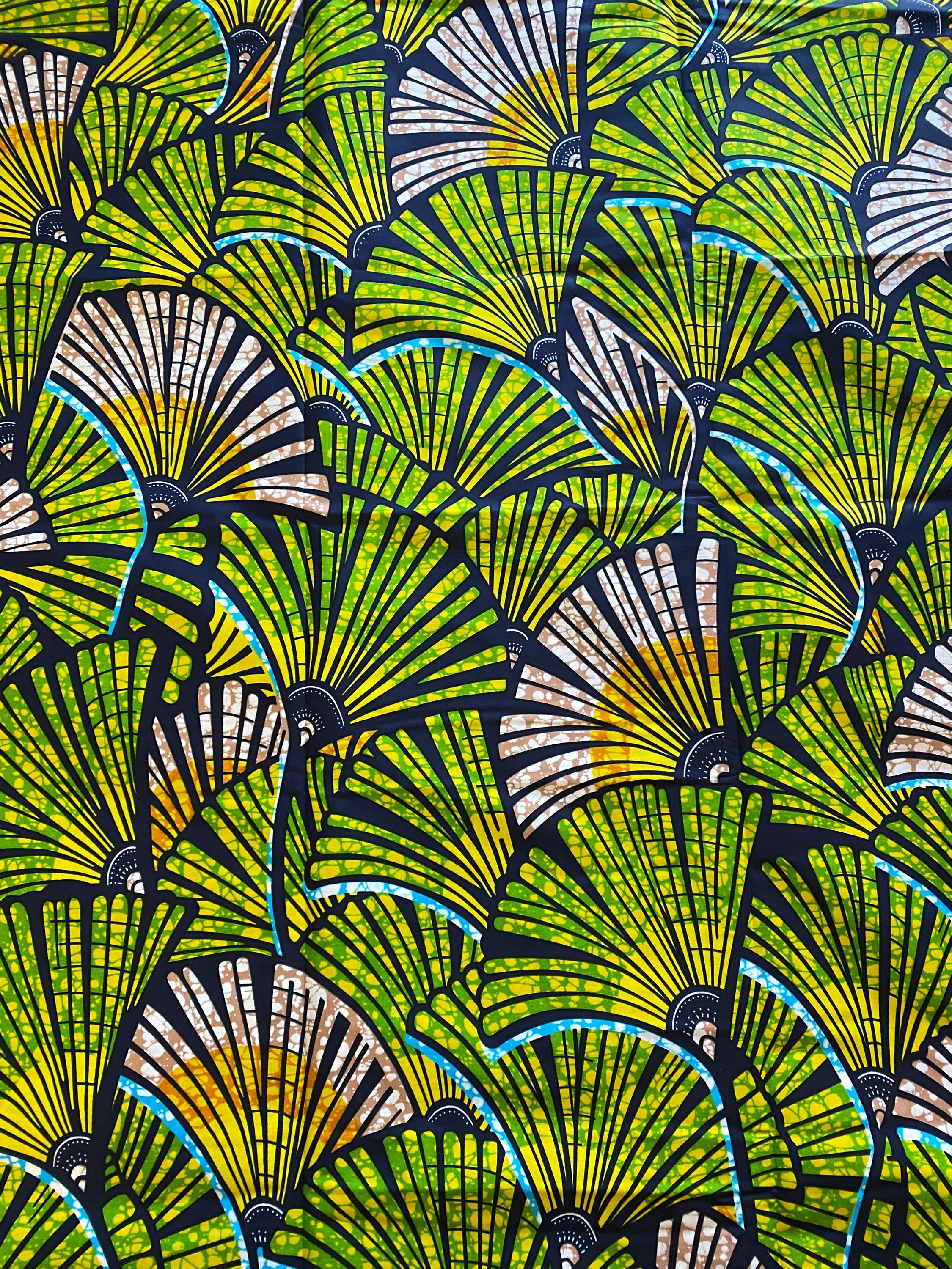 African Wax Print Fabric - Green Ankara Cotton, 6 Yards