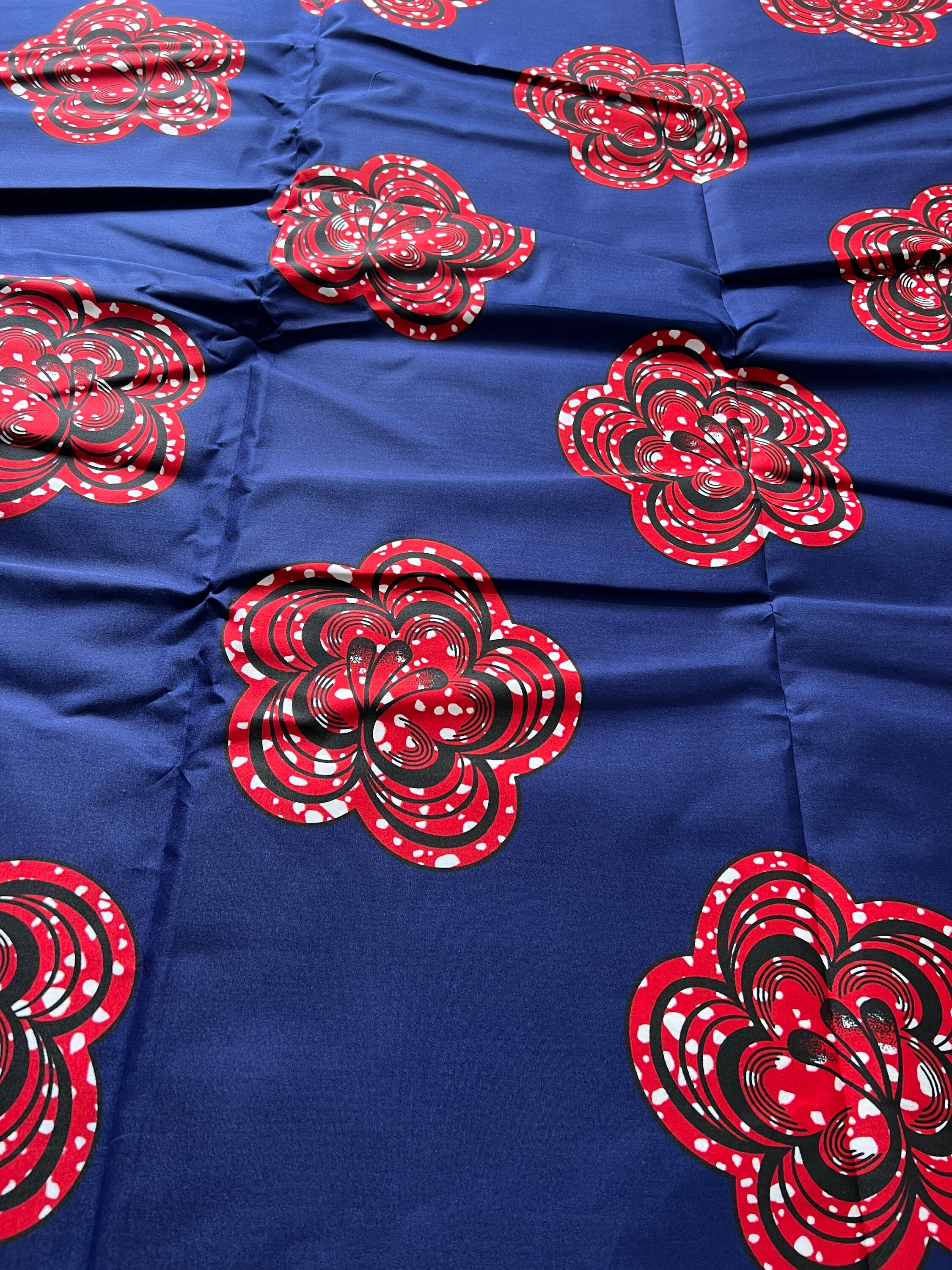 Floral Ankara Fabric: Soft Polycotton African Print, 6 Yards