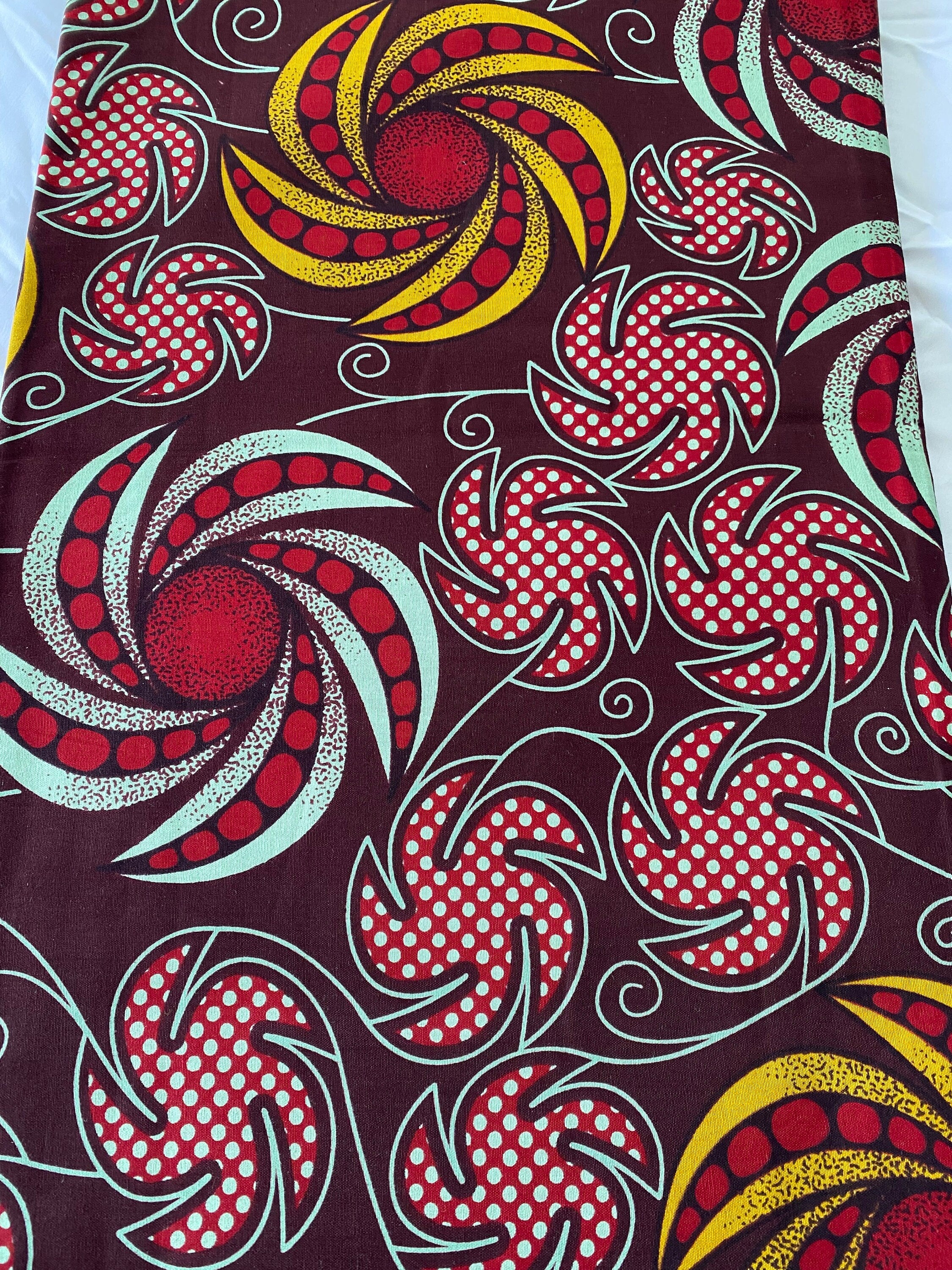 Bold Ankara African Print Fabric: 6 Yards 100% Cotton Wax Print