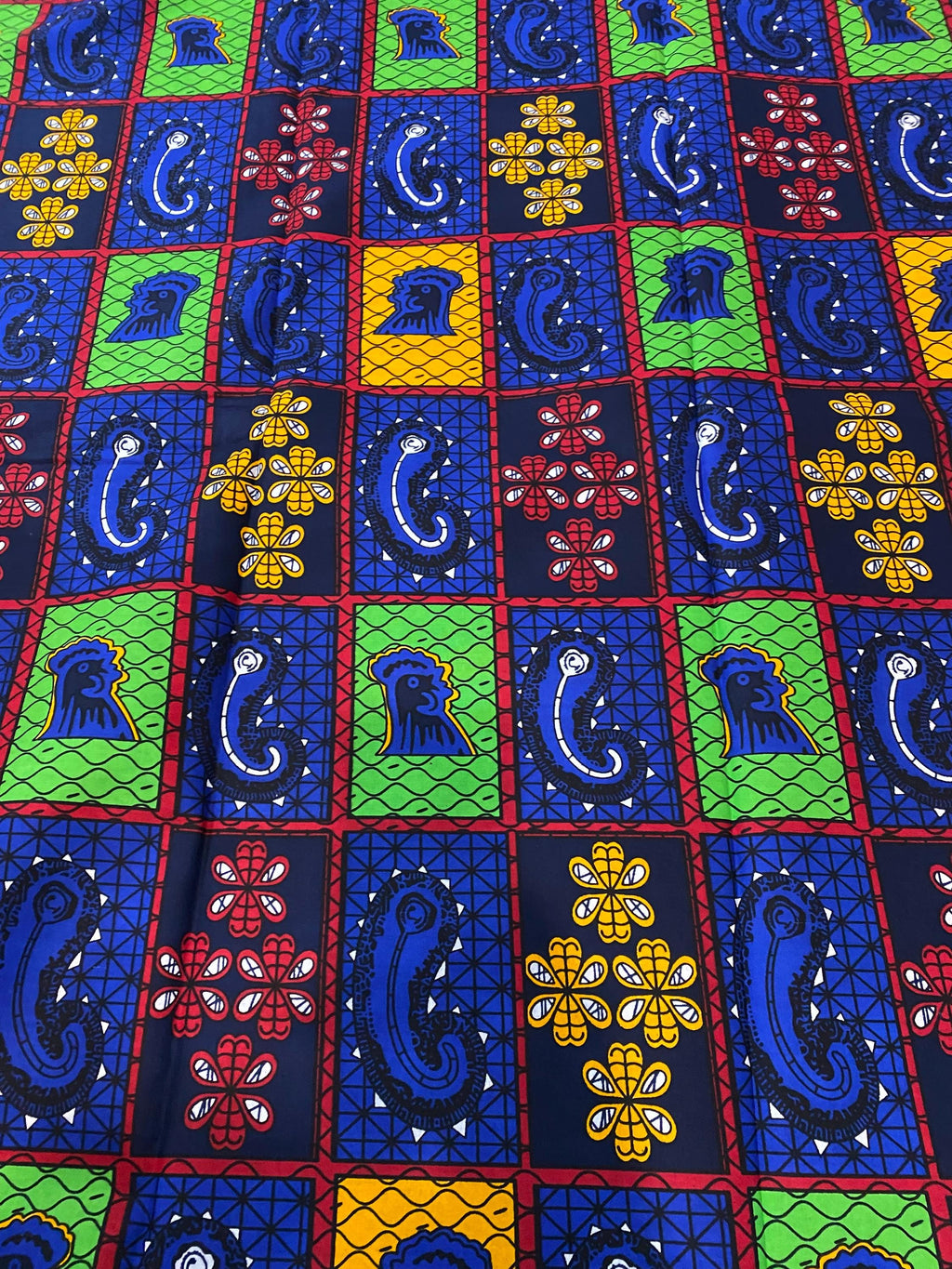 Floral African Wax Print Fabric: Multicolored Cotton Textile, 6 Yard