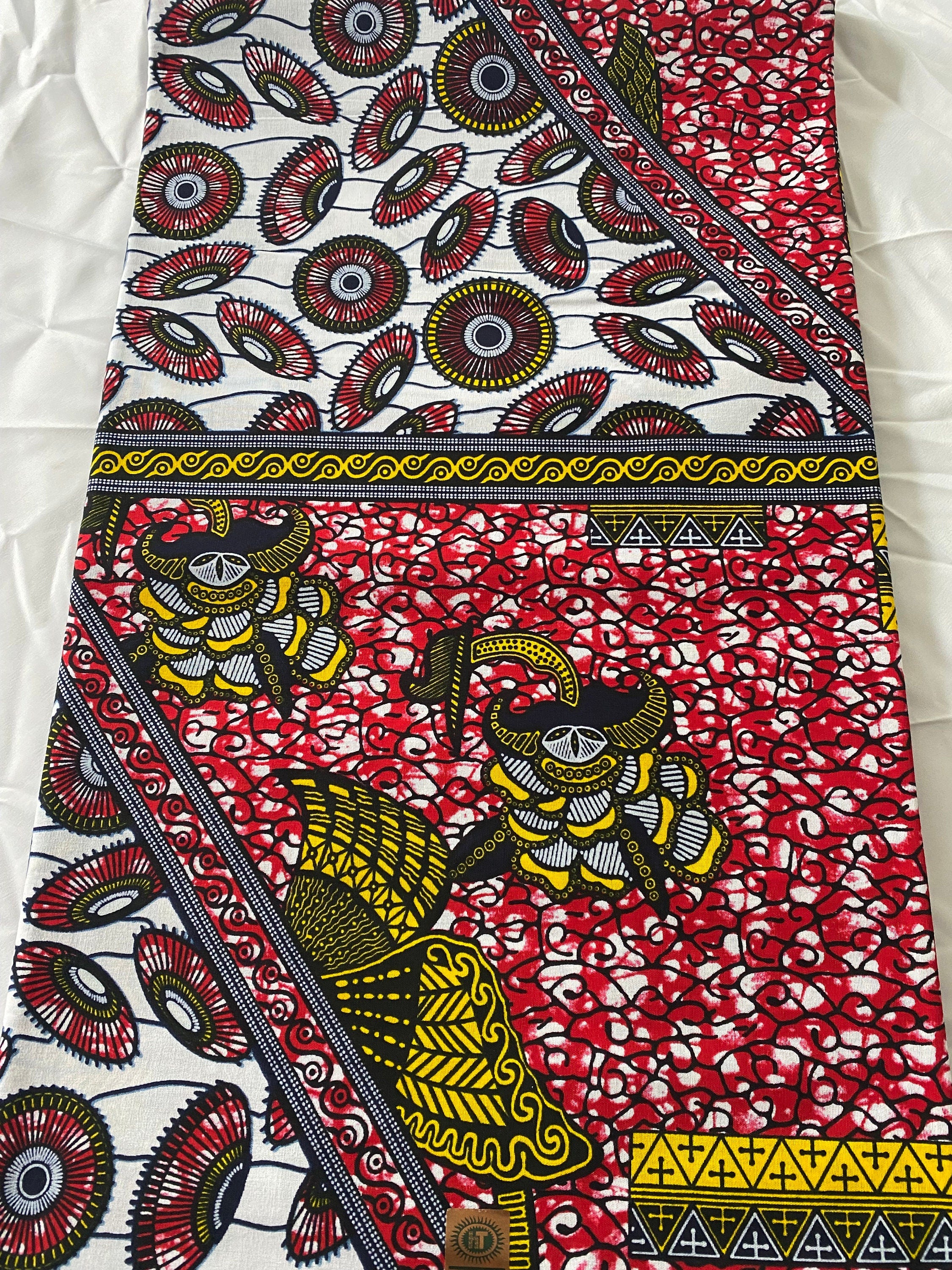 Bold Ankara African Print Fabric: 6 Yards 100% Cotton Wax Print
