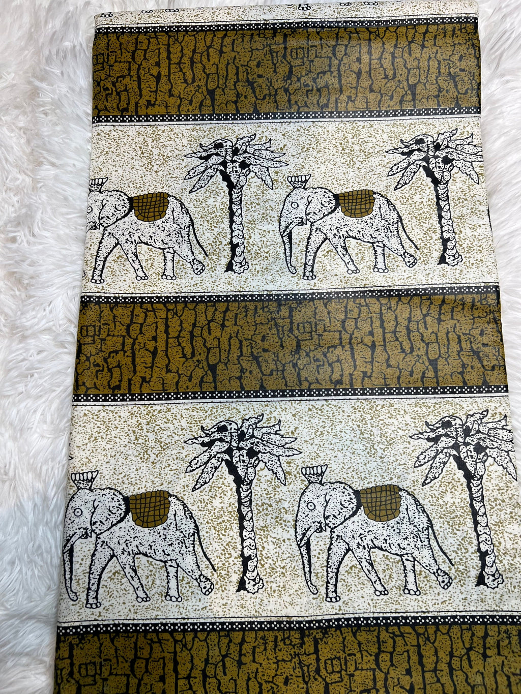 African Ankara Fabric: Tribal Elephant Print, 6 Yards