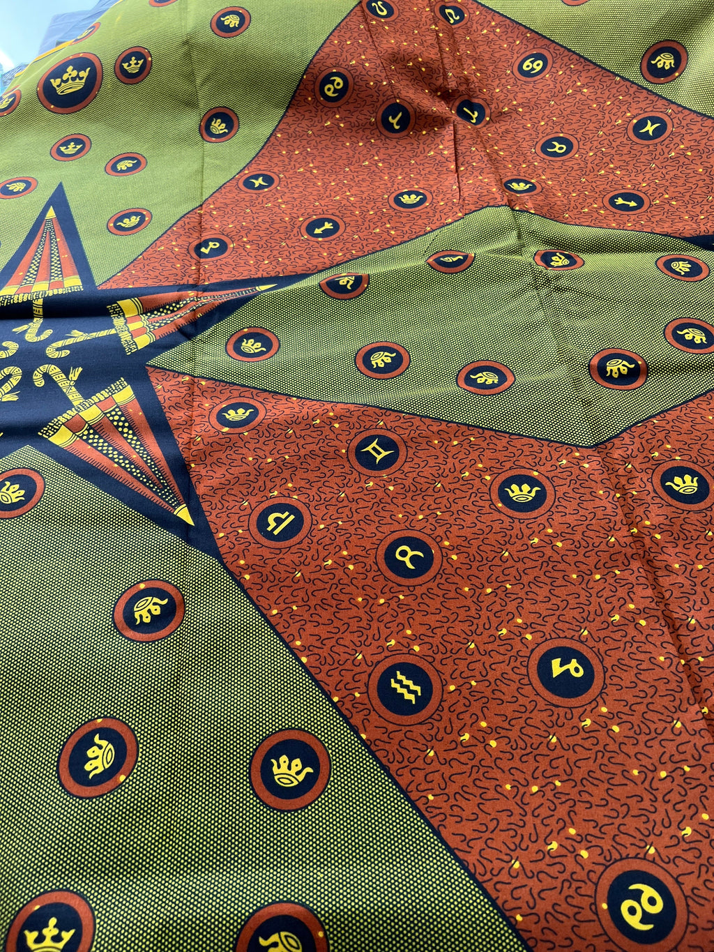 Double Sided Ankara Fabric: Colorful African Print, 6 Yards