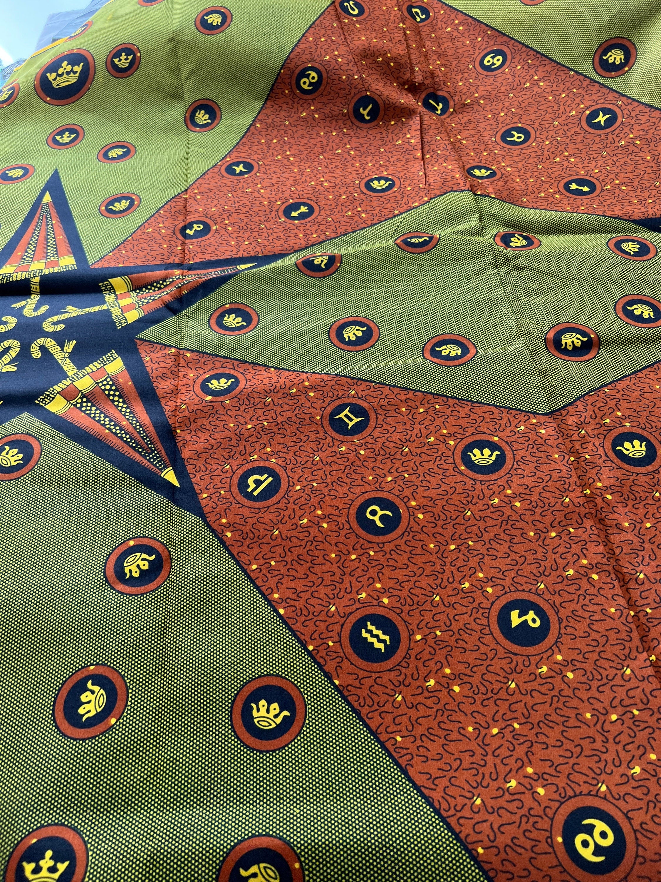 Double Sided Ankara Fabric: Colorful African Print, 6 Yards