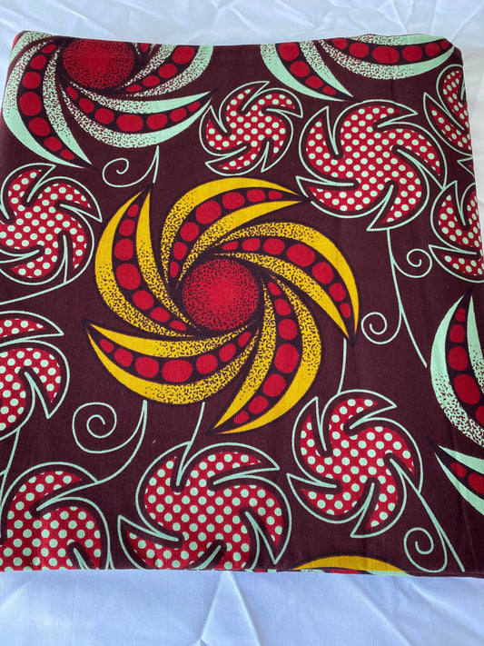 Bold Ankara African Print Fabric: 6 Yards 100% Cotton Wax Print