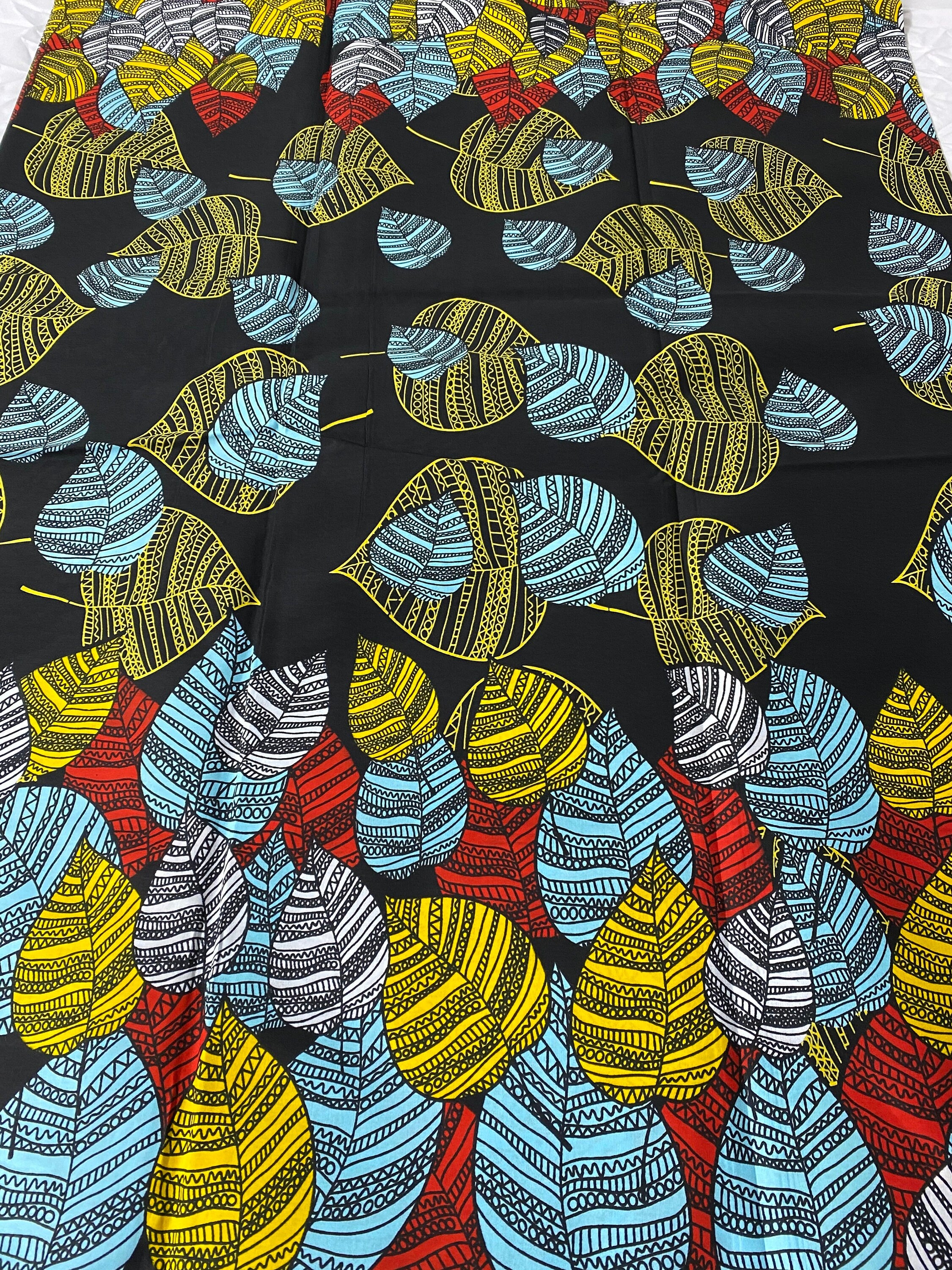 African Wax Print Fabric: Floral Ankara Cotton, 6 Yards