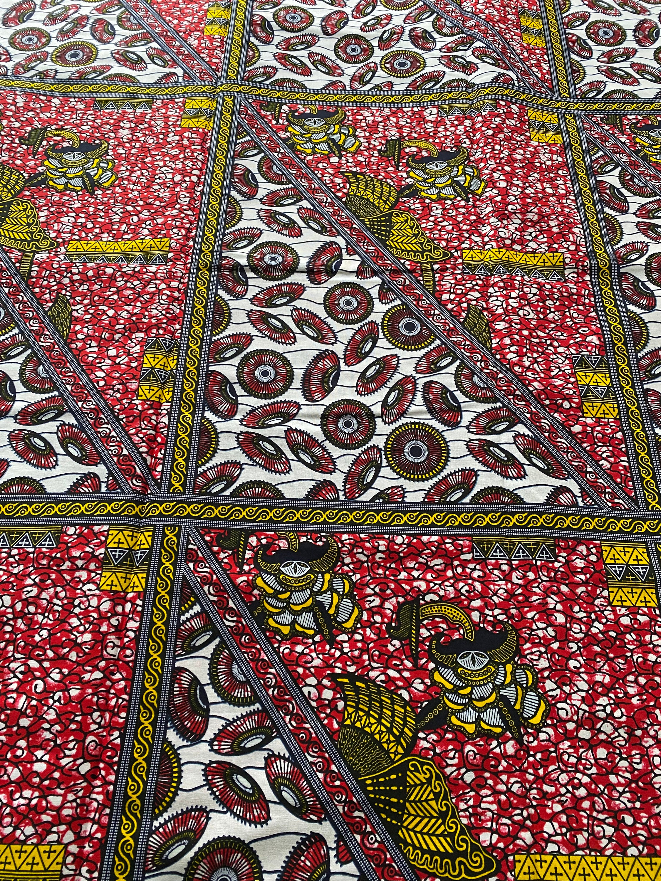 Bold Ankara African Print Fabric: 6 Yards 100% Cotton Wax Print