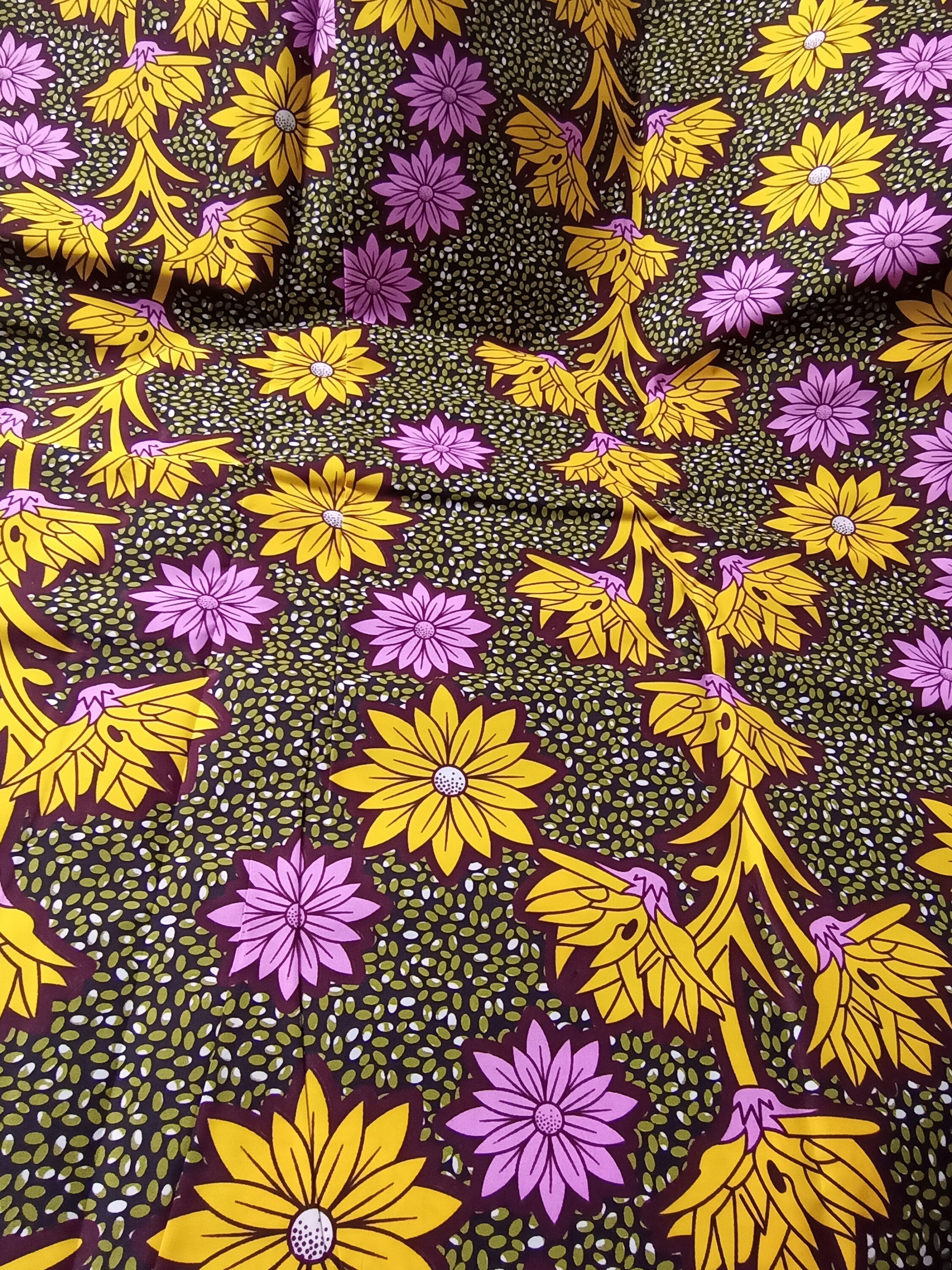 Floral Ankara Fabric: Soft Polycotton African Print, 6 Yards