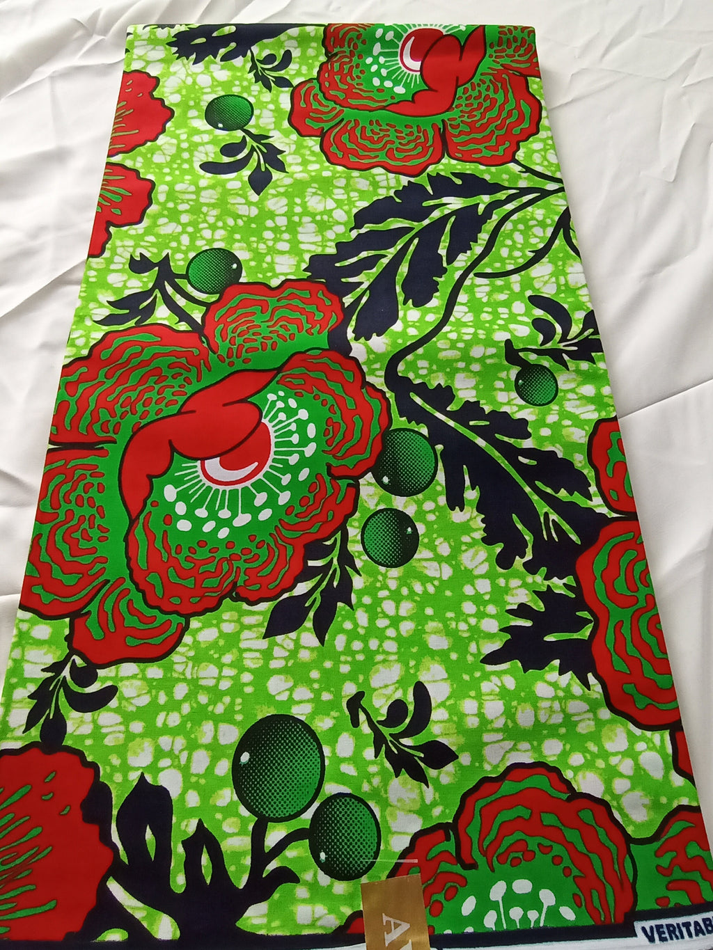 African Floral Wax Print Fabric: 100% Cotton Ankara Wrapper, 6 Yards