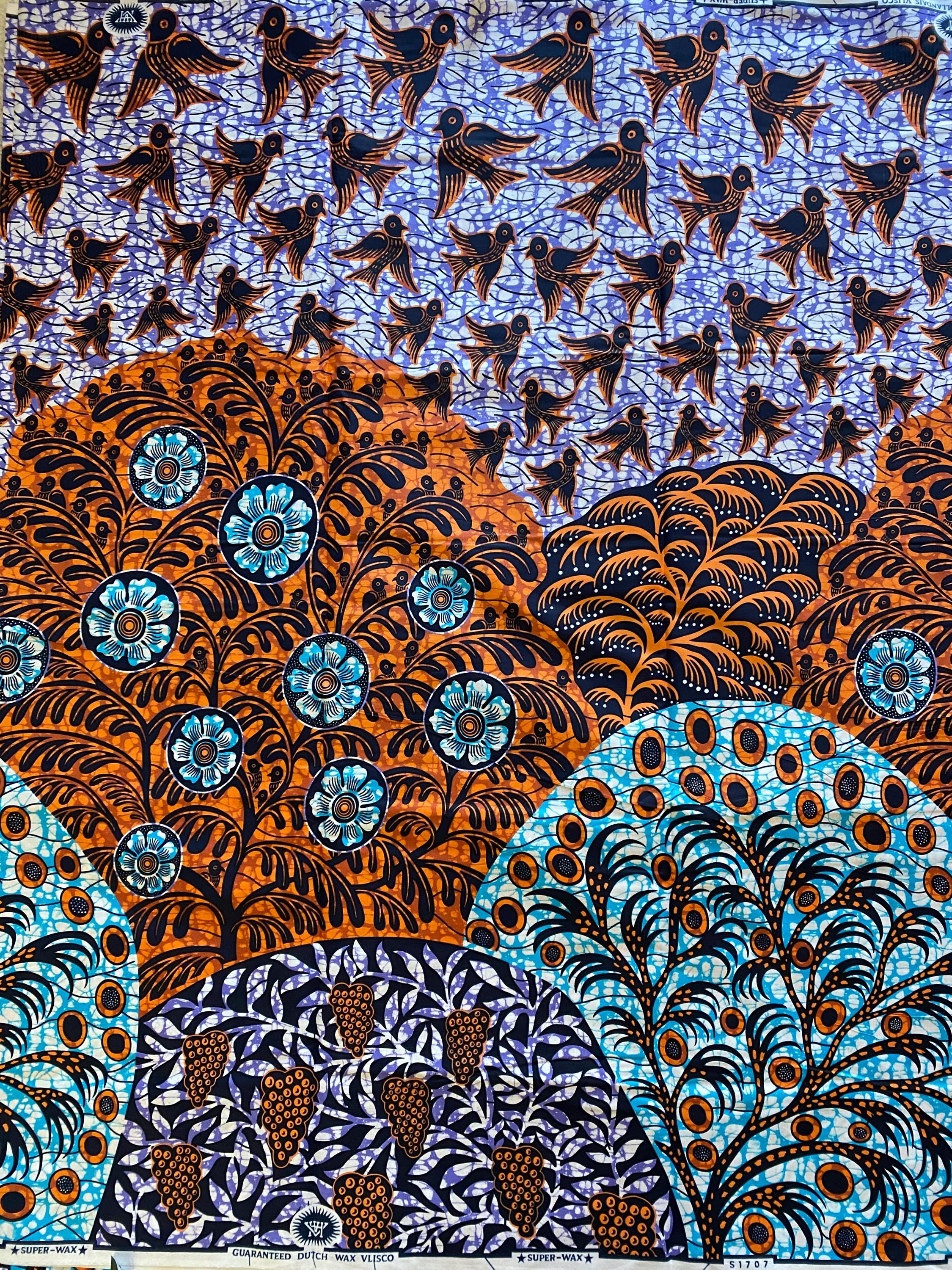 African Wax Print Fabric - 6 Yard Ankara Cotton, multicoloured design