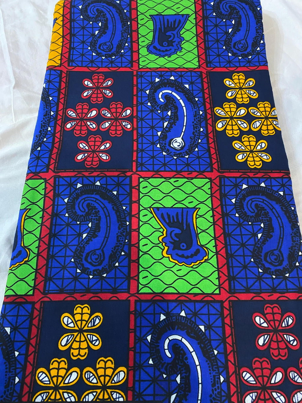 Floral African Wax Print Fabric: Multicolored Cotton Textile, 6 Yard