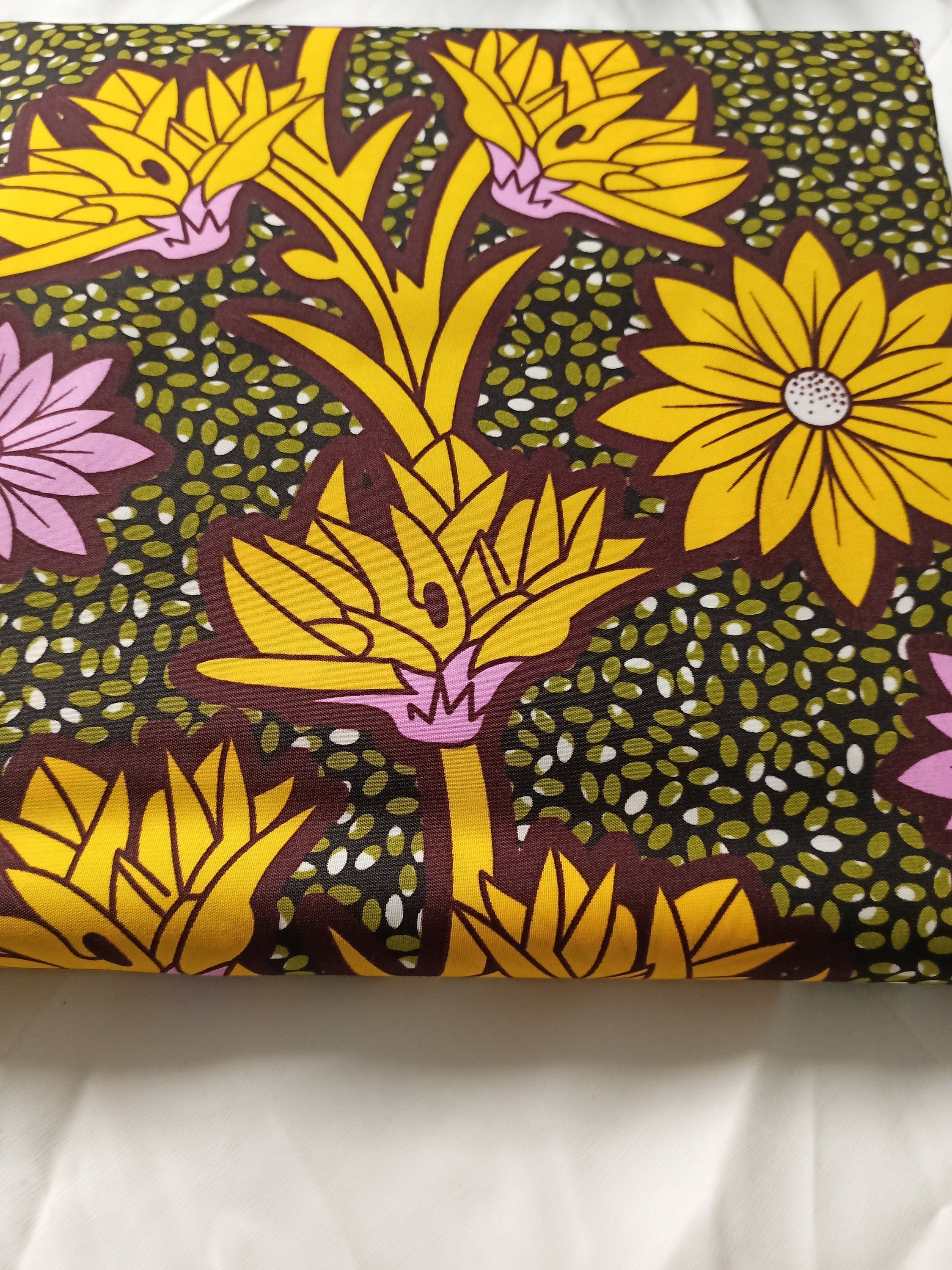 Floral Ankara Fabric: Soft Polycotton African Print, 6 Yards