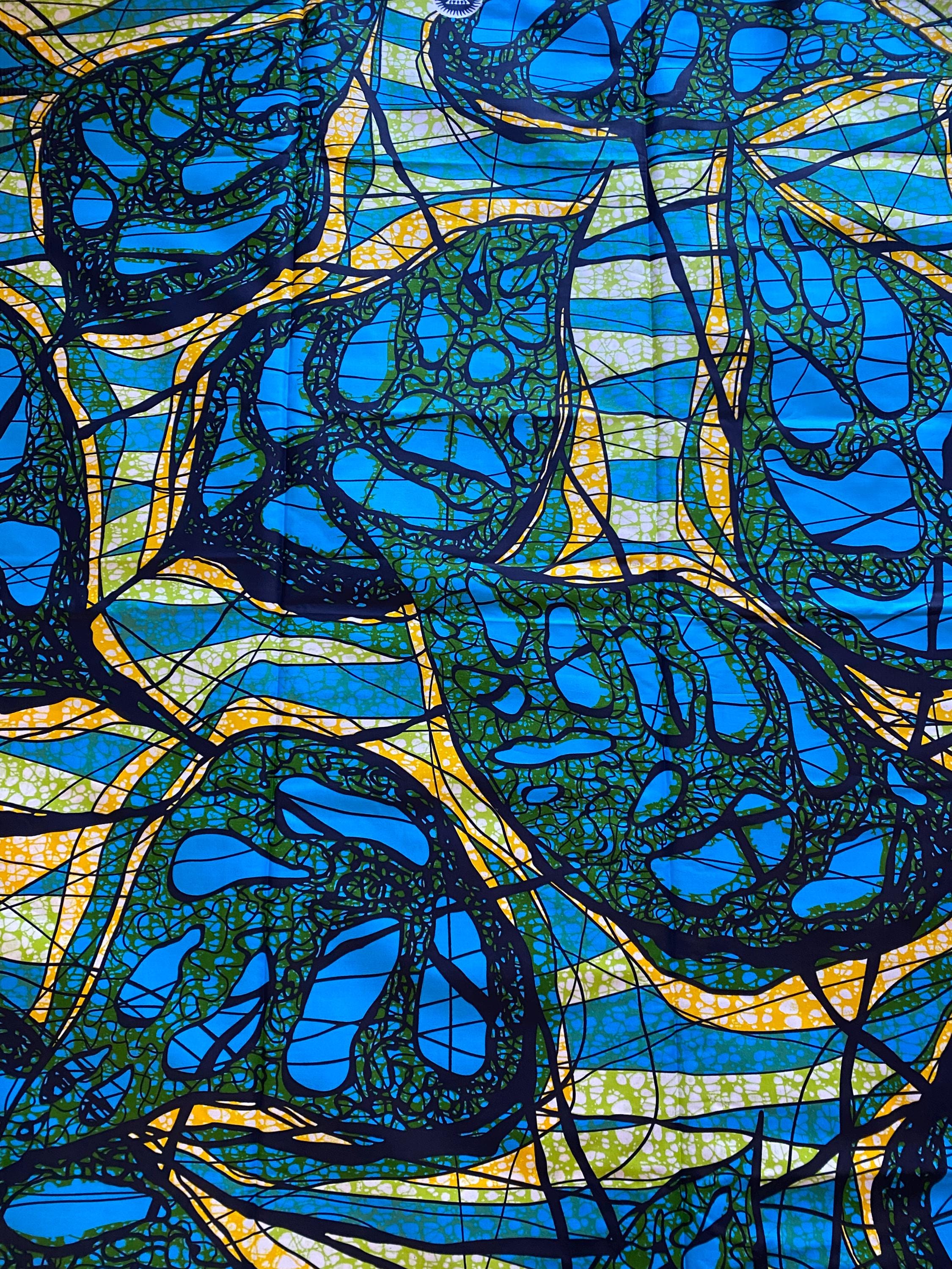 African Ankara Wax Print Fabric, 100% Cotton, 6 Yards