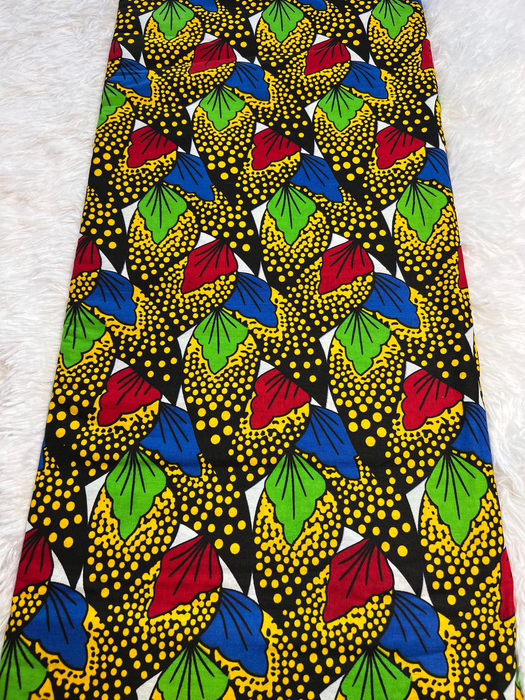 Black, Yellow, and Red African Wax Print Fabric - 6 Yards