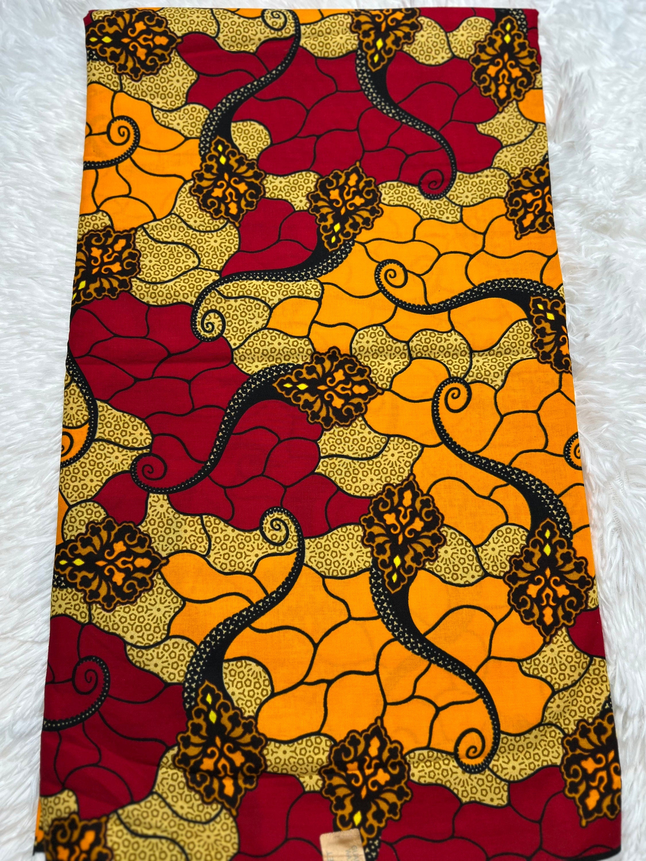 Floral African Wax Print Fabric: Multicolored Cotton Textile, 6 Yard