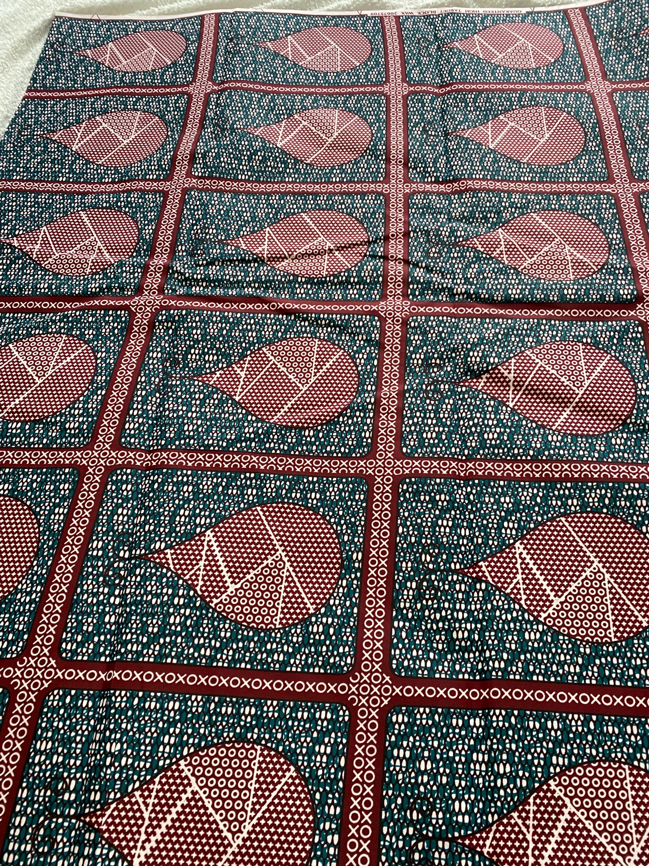 African Ankara Polycotton Fabric: Bold Print, 6 Yards