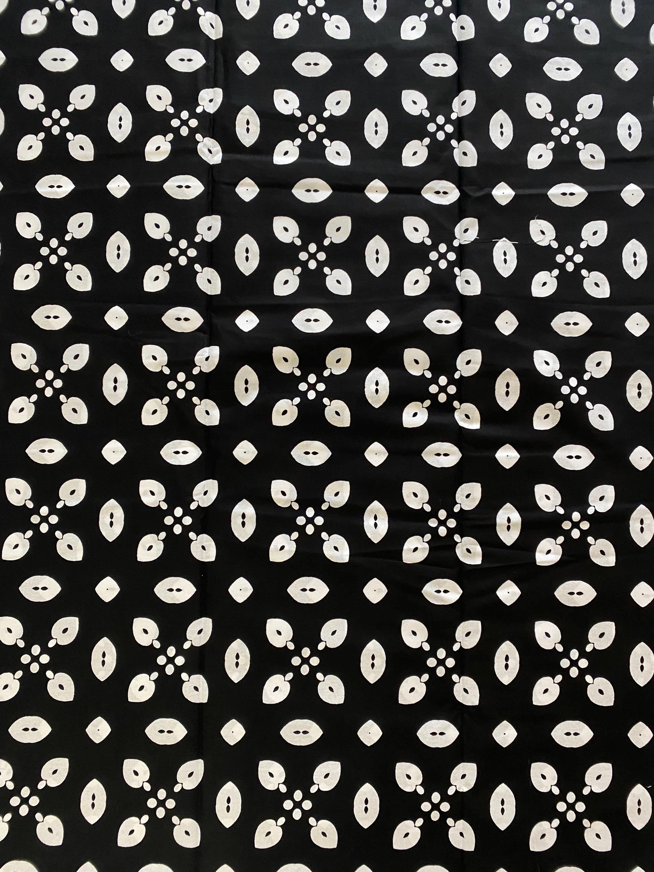 Black & White Ankara Wax Print Fabric, 6 Yards, 100% Cotton