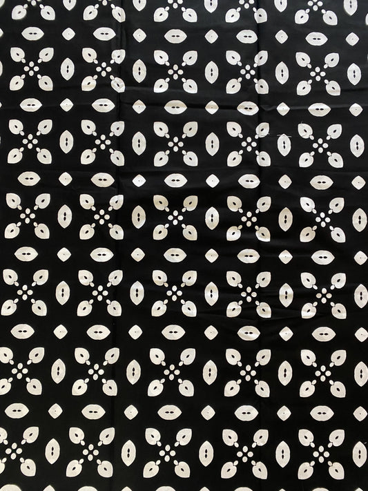 Black & White Ankara Wax Print Fabric, 6 Yards, 100% Cotton