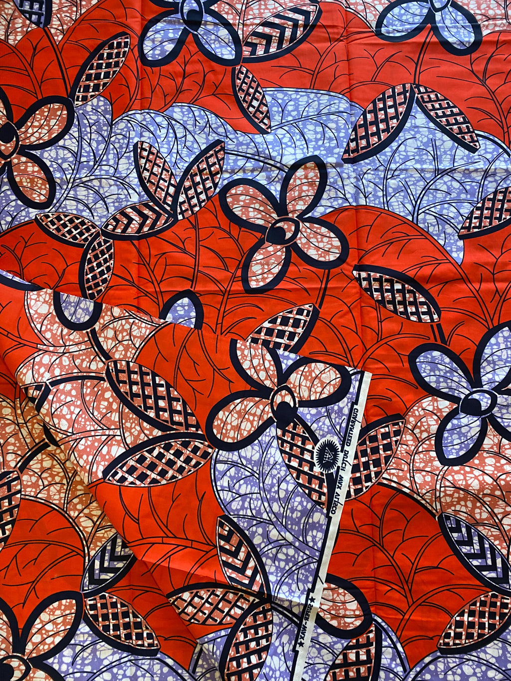 Multicoloured African Wax Print Fabric, 6 Yard Cotton Ankara Textile