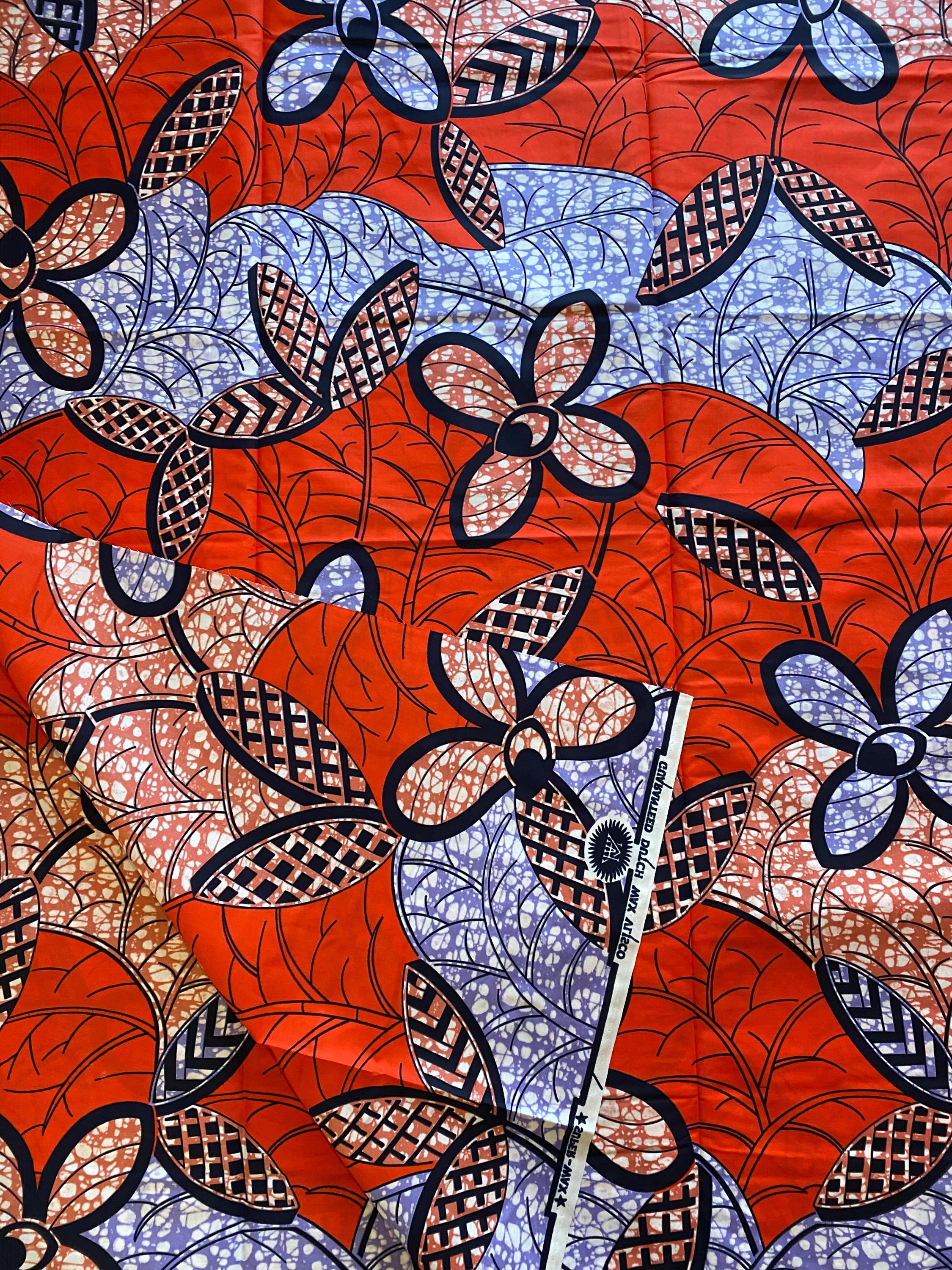 Multicoloured African Wax Print Fabric, 6 Yard Cotton Ankara Textile