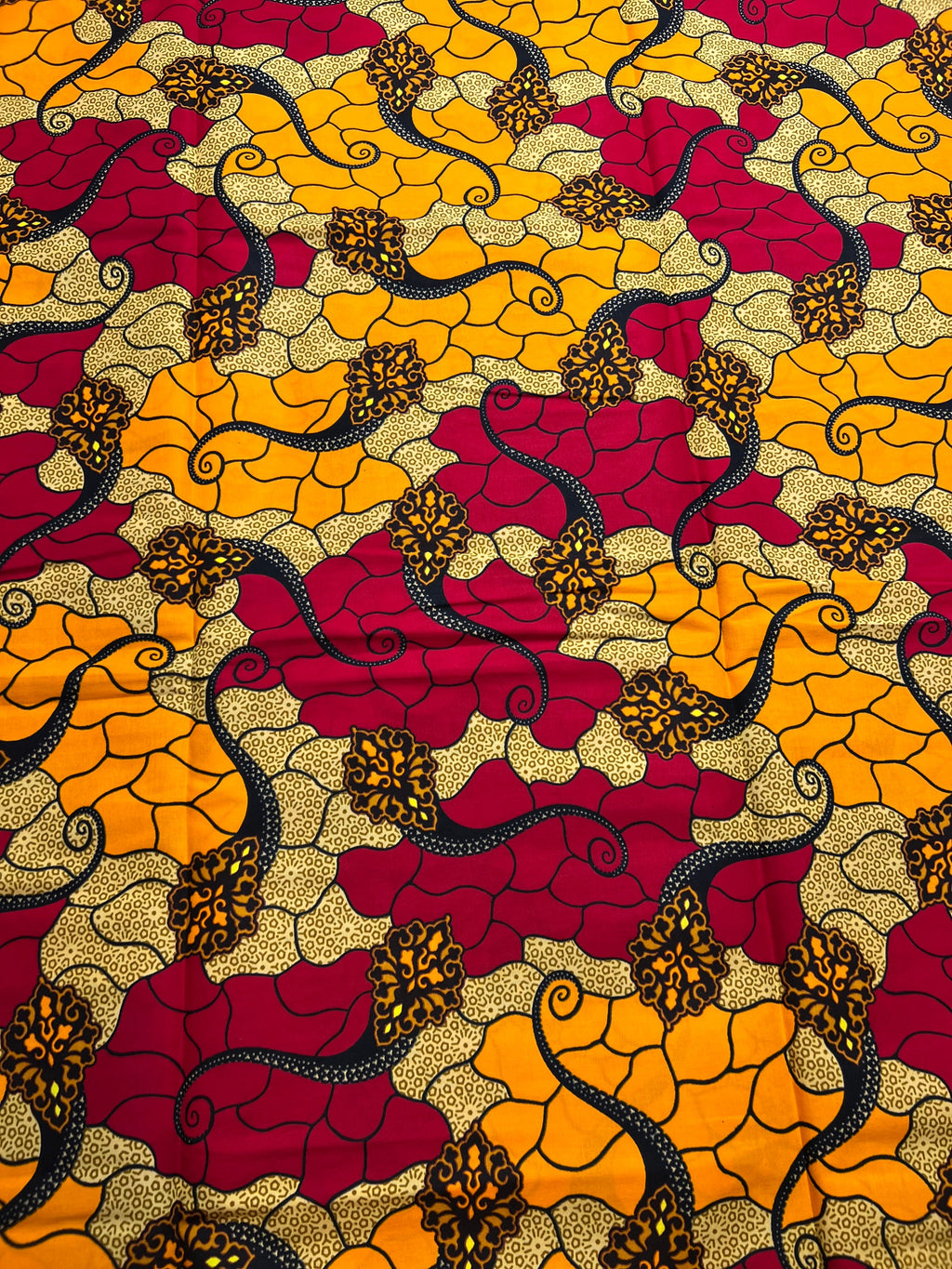 Floral African Wax Print Fabric: Multicolored Cotton Textile, 6 Yard