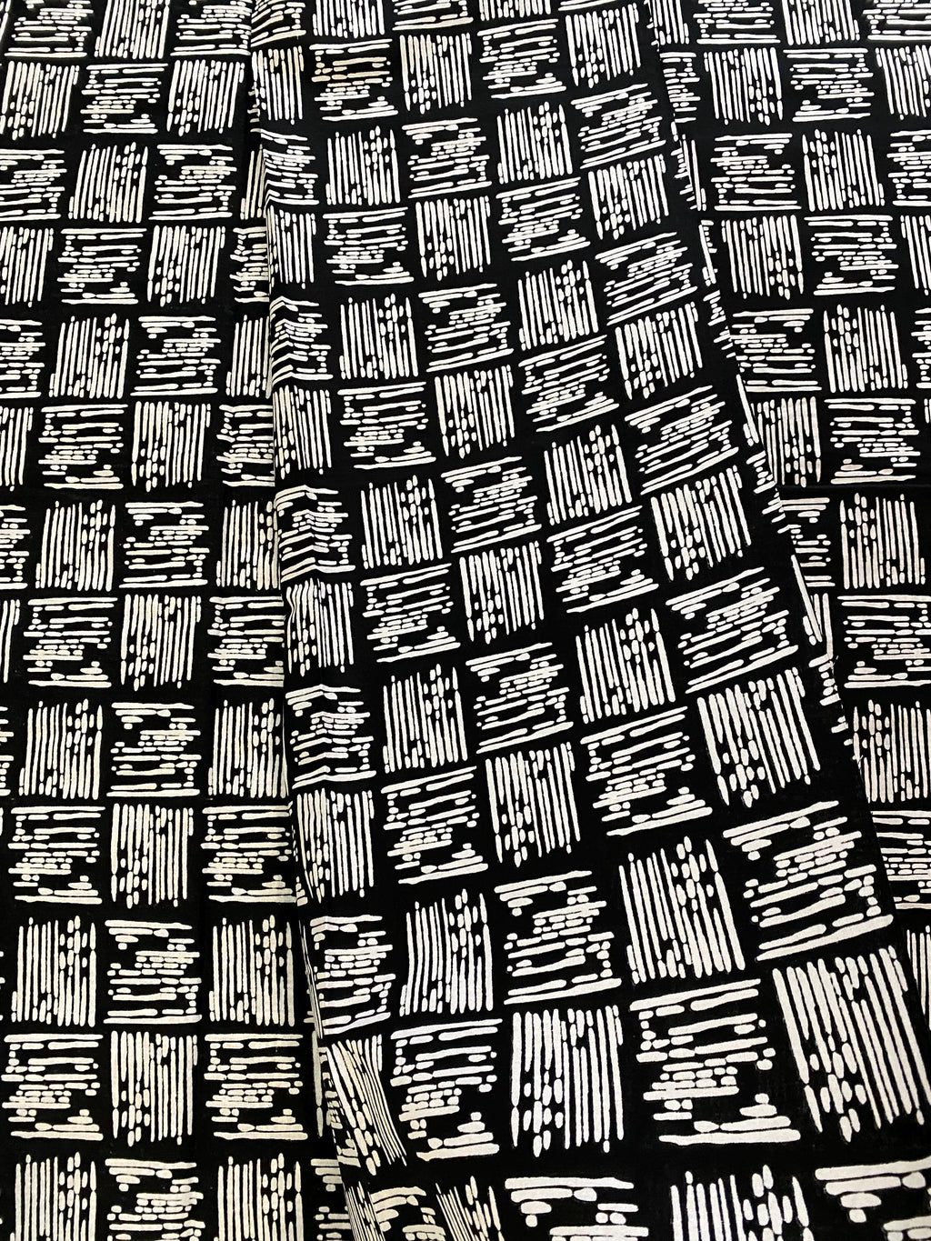 Monochrome African Wax Print Fabric - 6 Yards, 100% Cotton