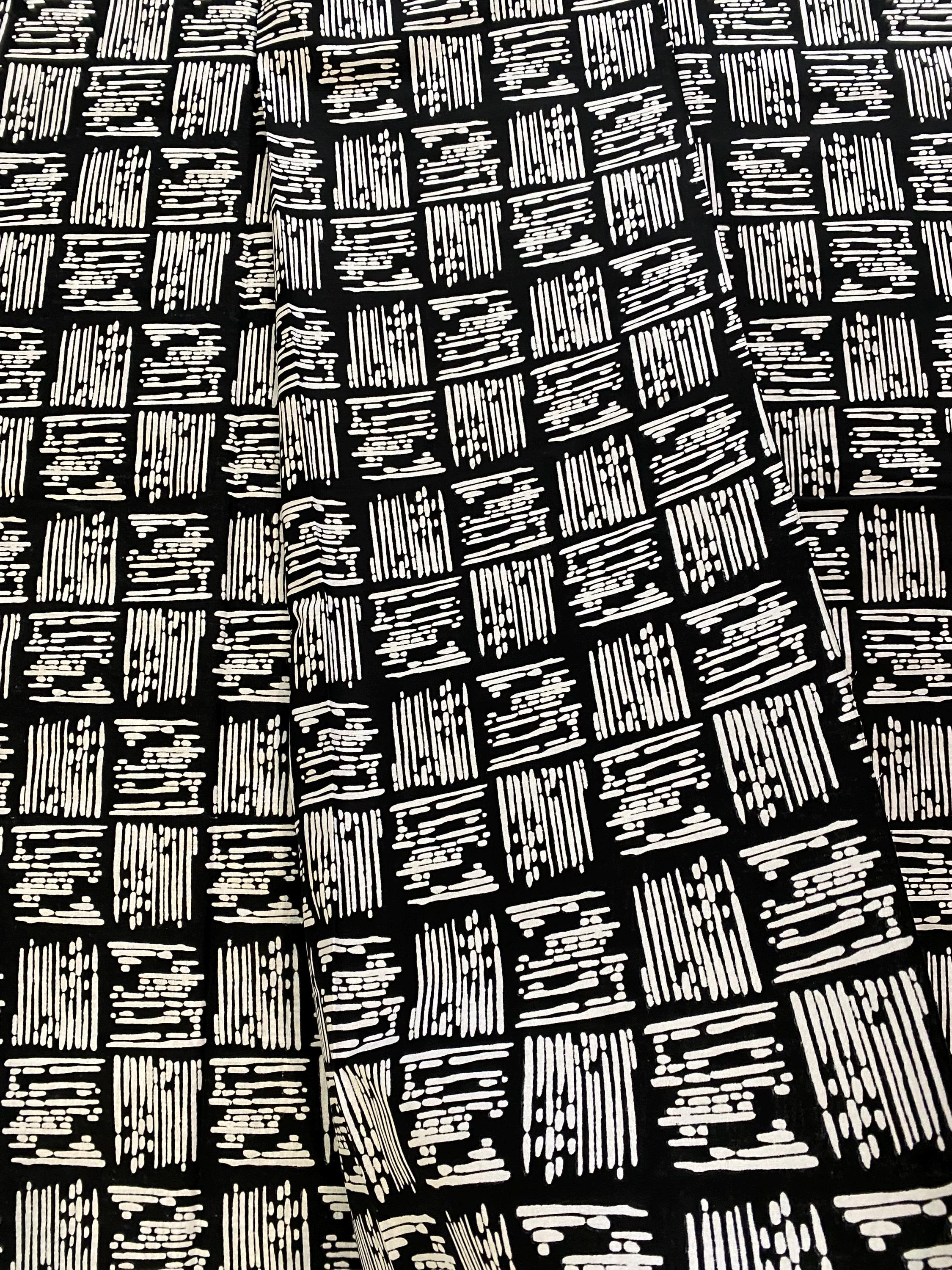 Monochrome African Wax Print Fabric - 6 Yards, 100% Cotton