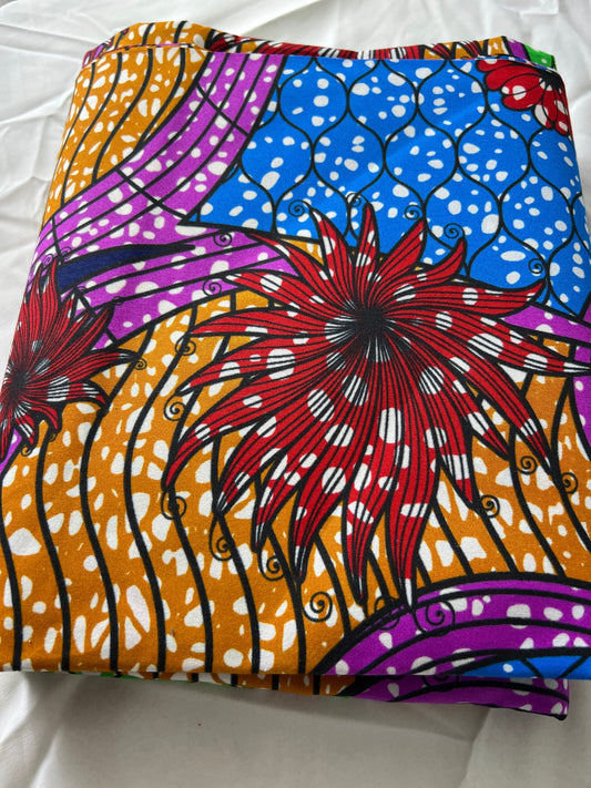 Polycotton African Fabric 6 Yards Soft Ankara Wax Print Material