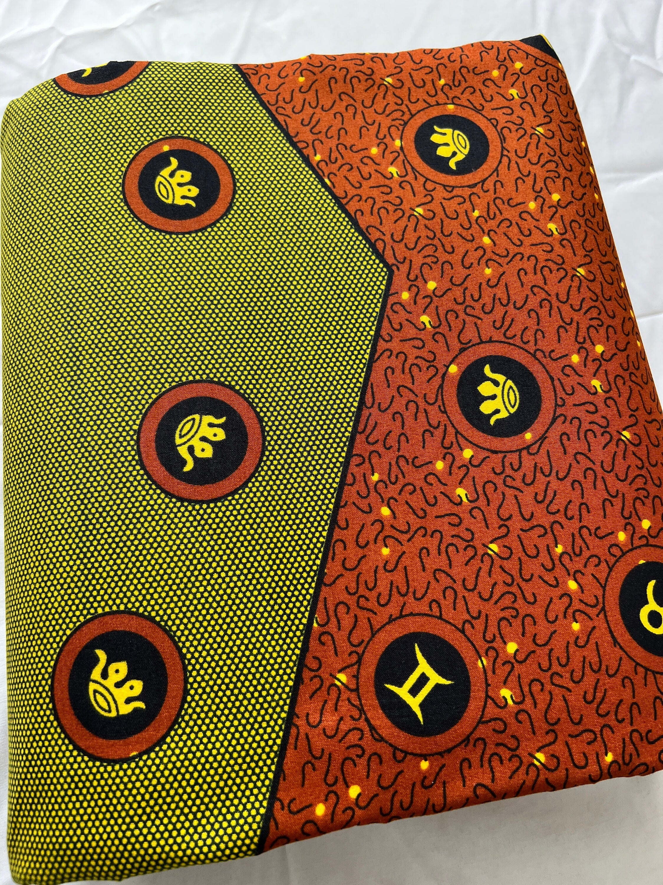 Double Sided Ankara Fabric: Colorful African Print, 6 Yards