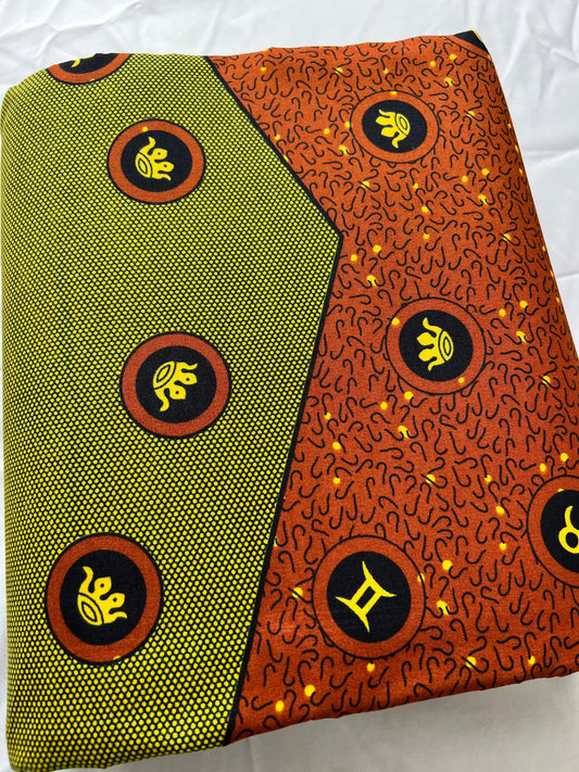 Double Sided Ankara Fabric: Colorful African Print, 6 Yards