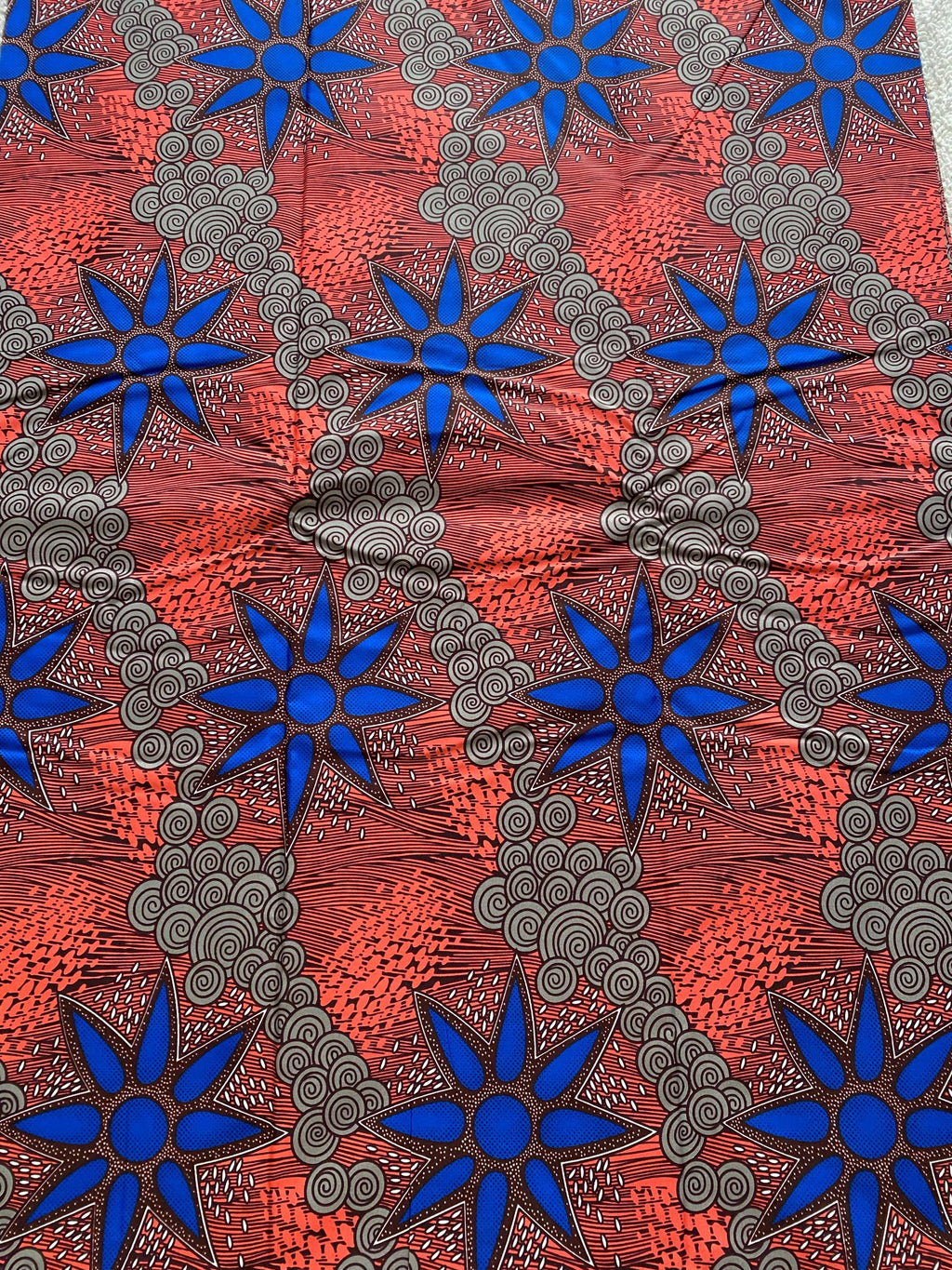 Blue Star African Wax Print Fabric: Polycotton Ankara, 6 Yards