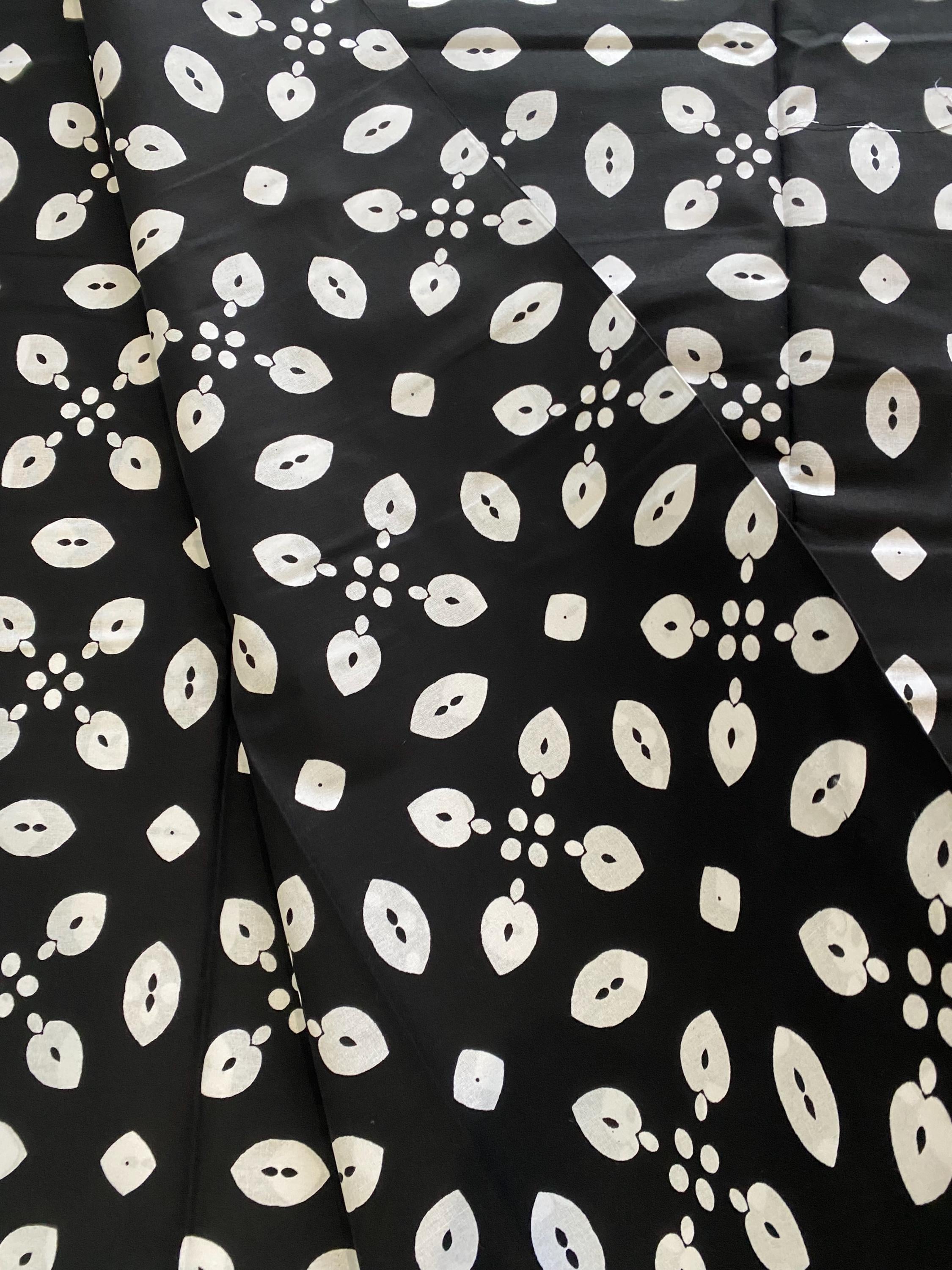 Black & White Ankara Wax Print Fabric, 6 Yards, 100% Cotton