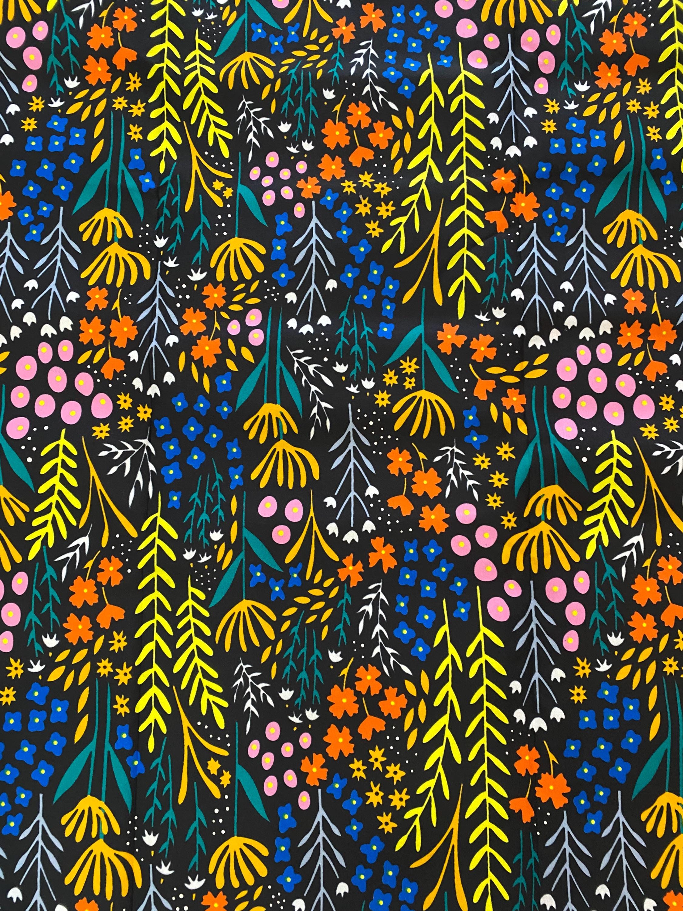 Floral Ankara Fabric, Colorful African Print, 6 Yards