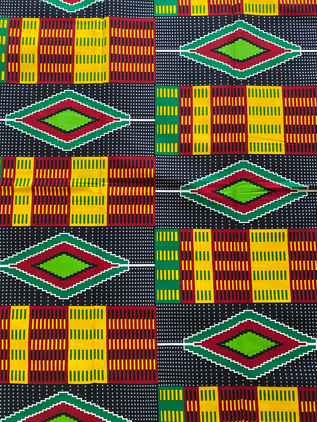 Kente Print Cotton Fabric – African Wax Print, Dress Making By The Yard
