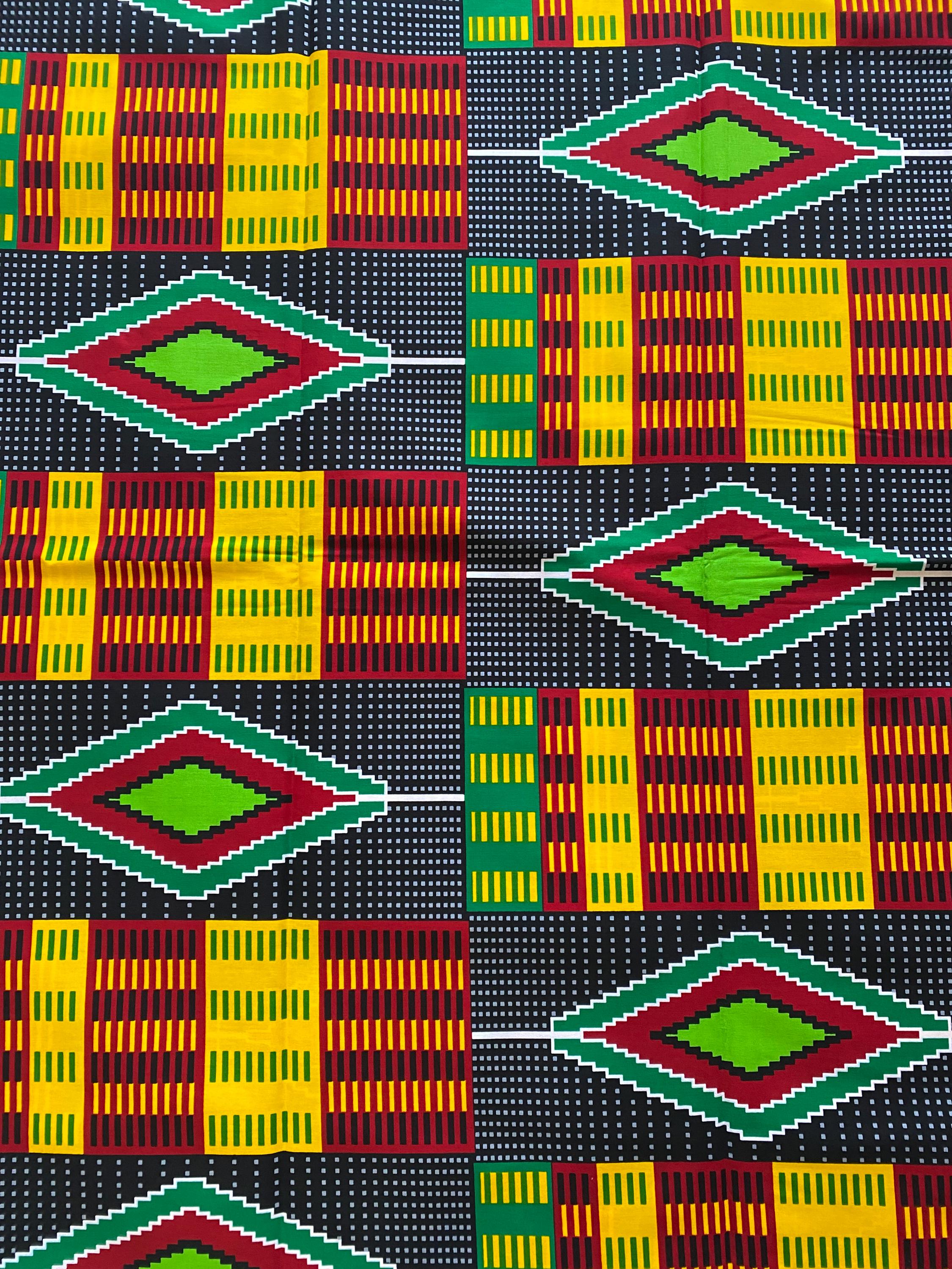 Kente Print Cotton Fabric – African Wax Print, Dress Making By The Yard