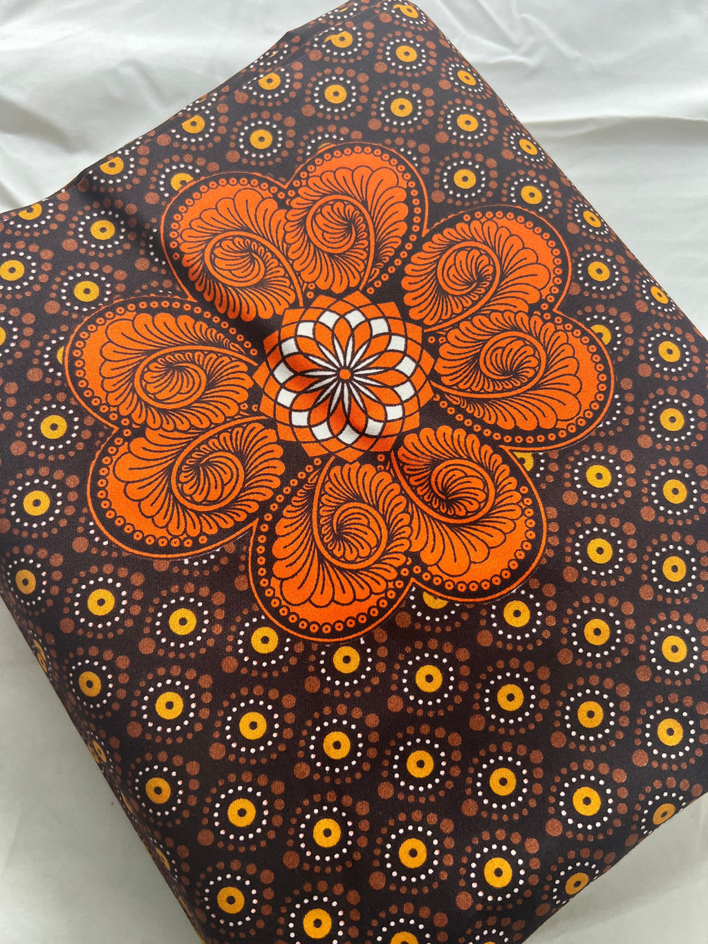 African Wax Print Fabric: Polycotton Leaf Design, 6 Yards