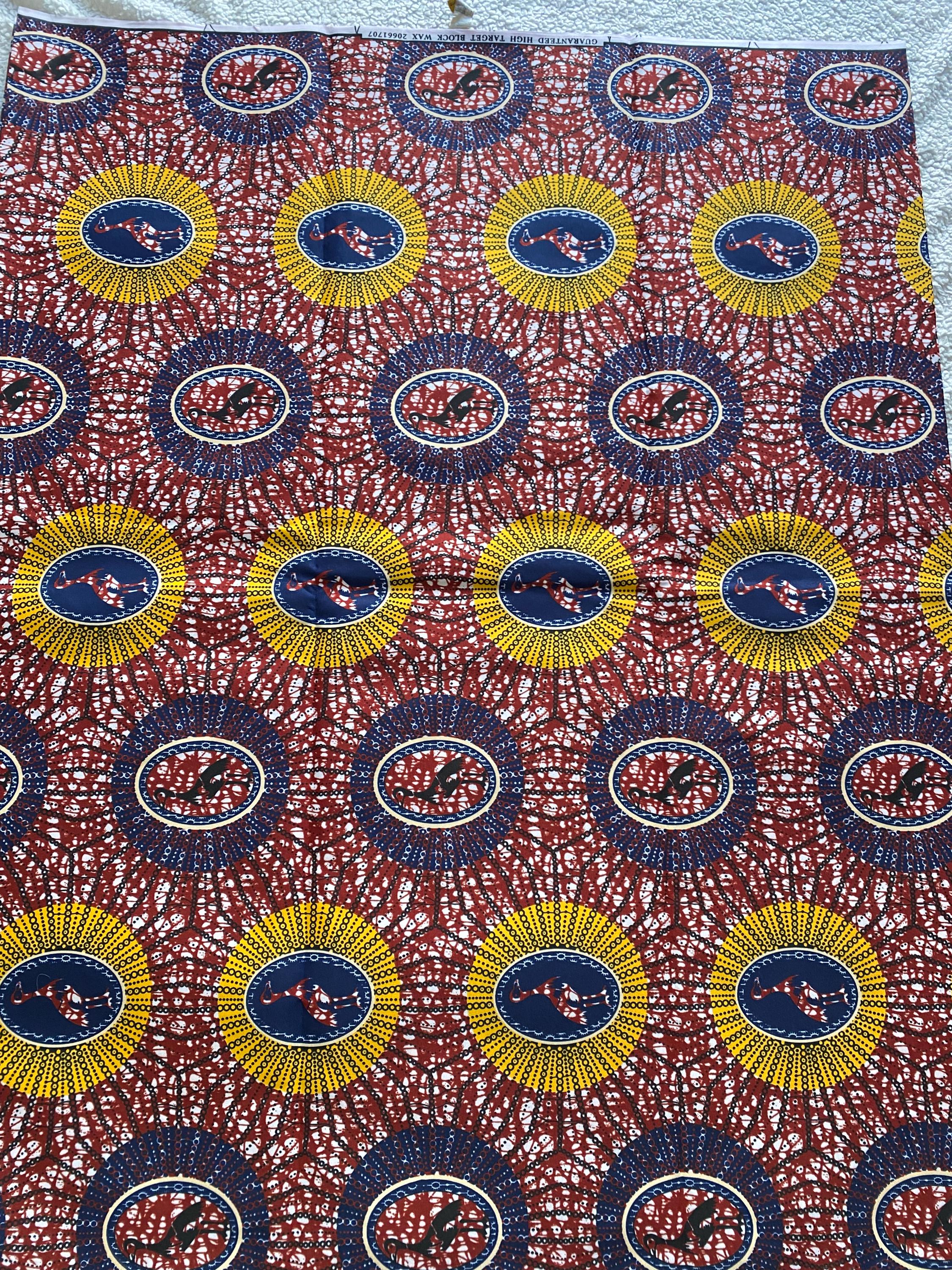 Polycotton African Fabric 6 Yards Soft Ankara Wax Print Material