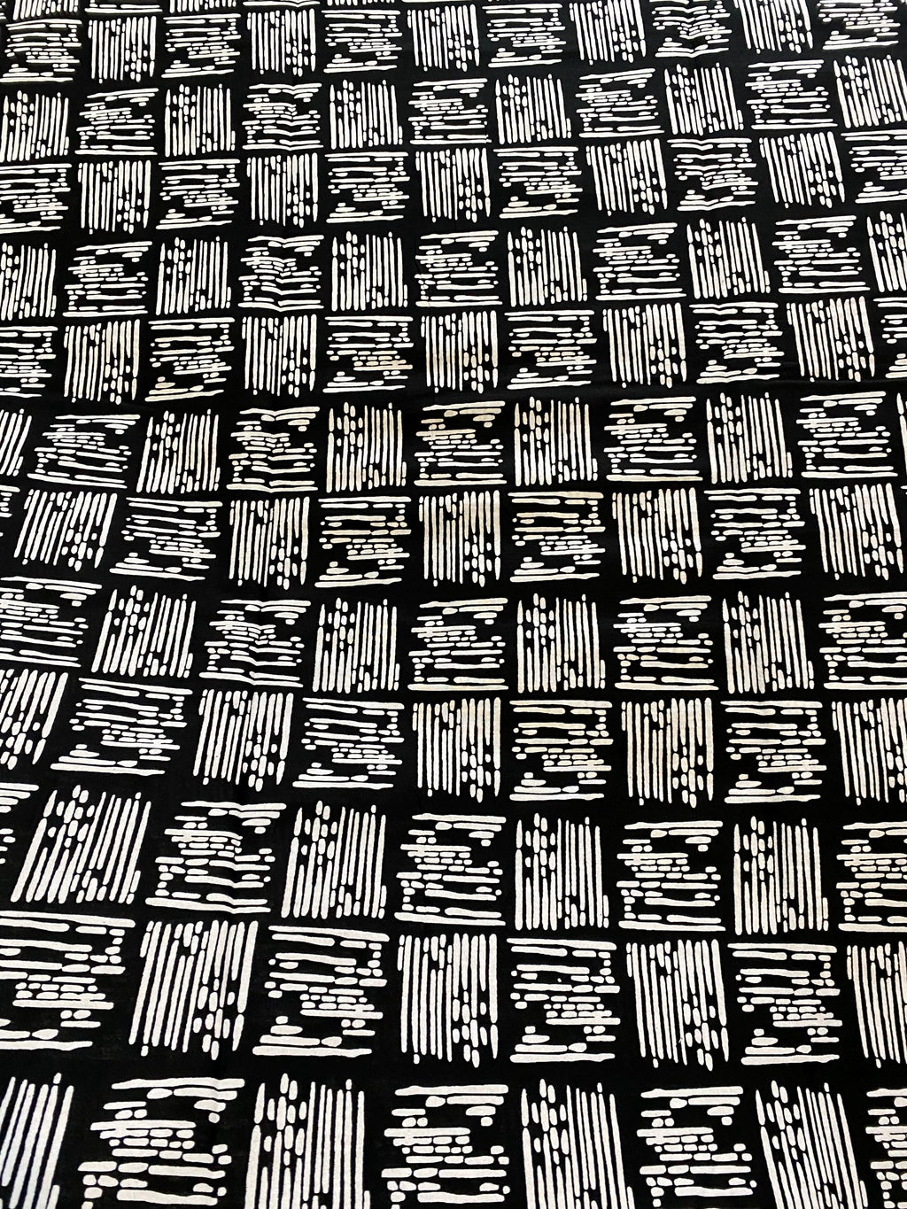 Monochrome African Wax Print Fabric - 6 Yards, 100% Cotton