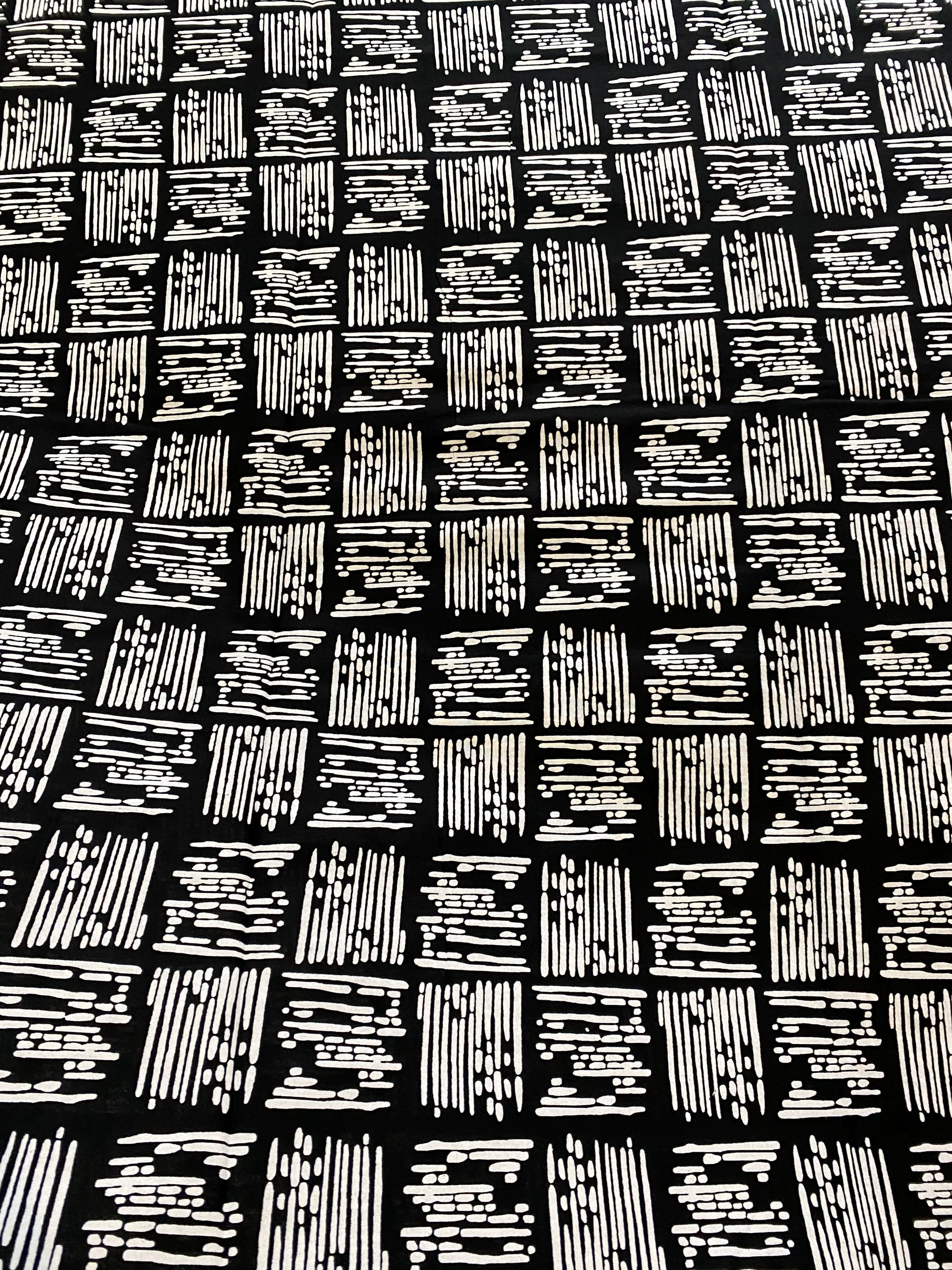 Monochrome African Wax Print Fabric - 6 Yards, 100% Cotton