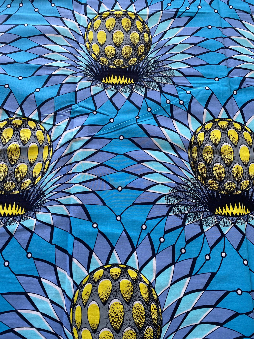 Ankara African Print Fabric: Blue Geometric Wax Cotton (6 Yards)