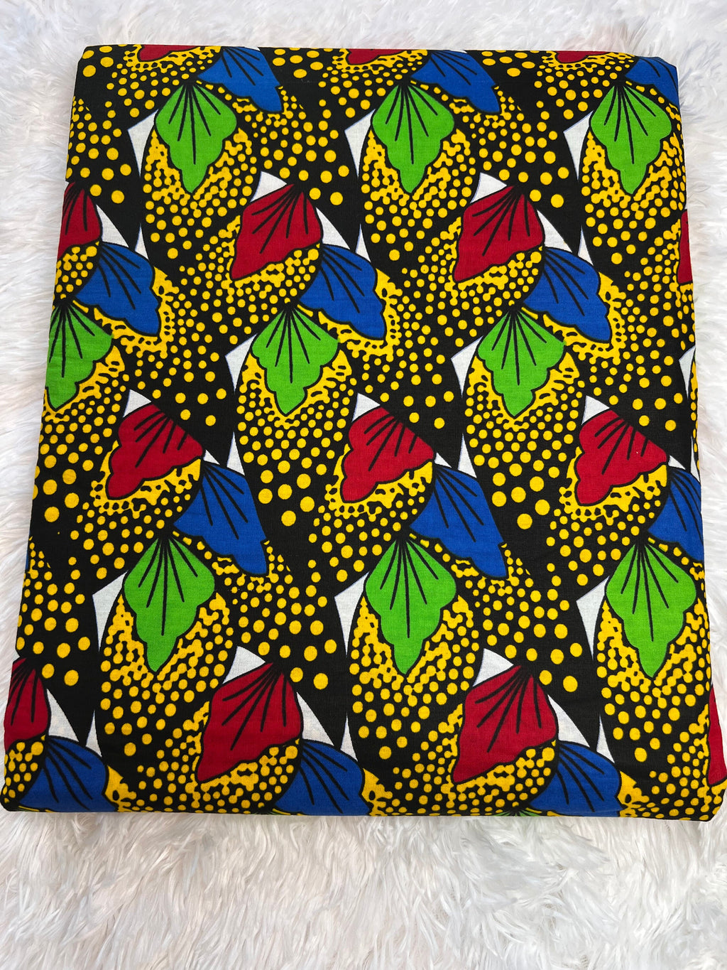 Black, Yellow, and Red African Wax Print Fabric - 6 Yards