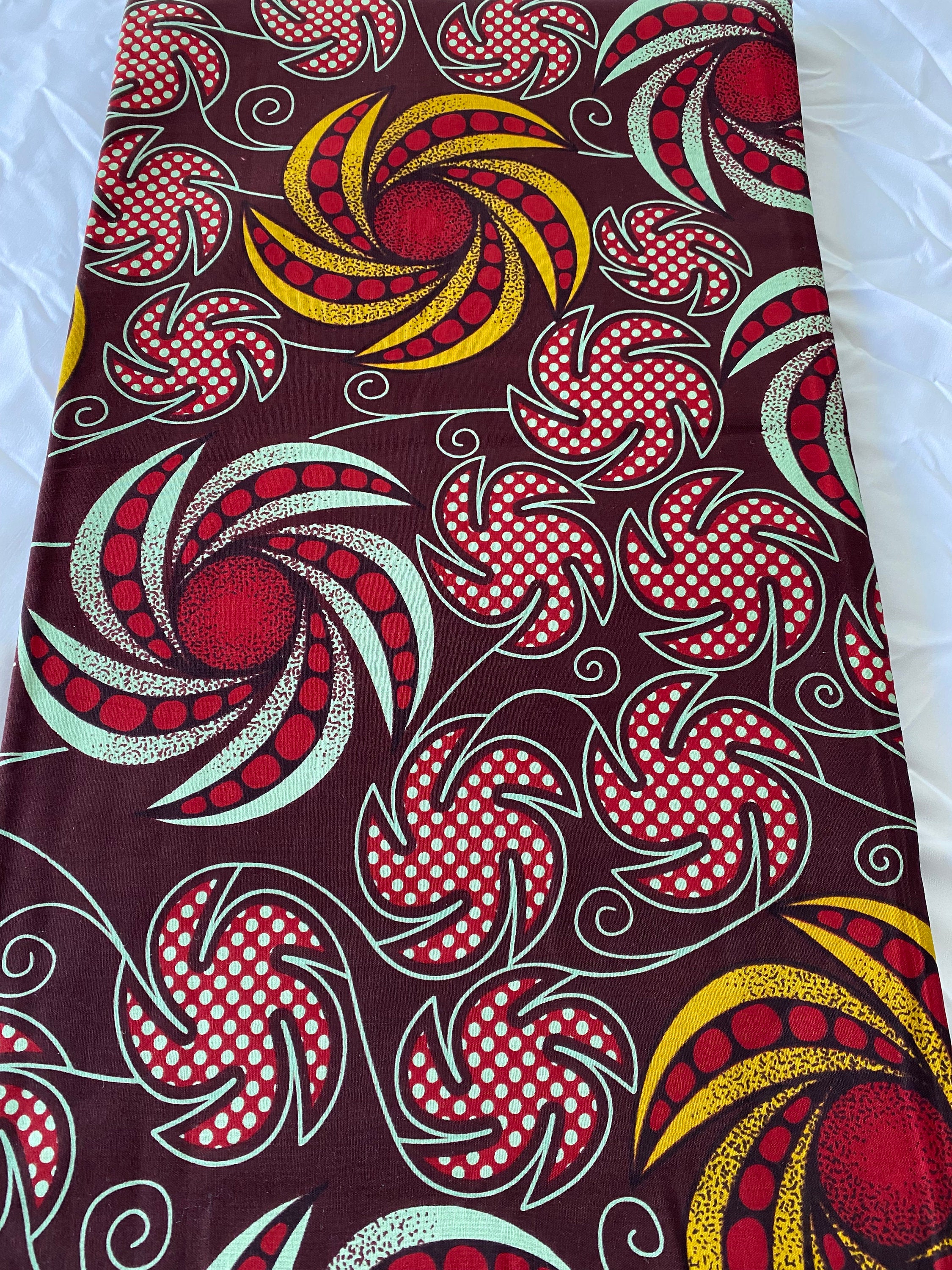 Bold Ankara African Print Fabric: 6 Yards 100% Cotton Wax Print