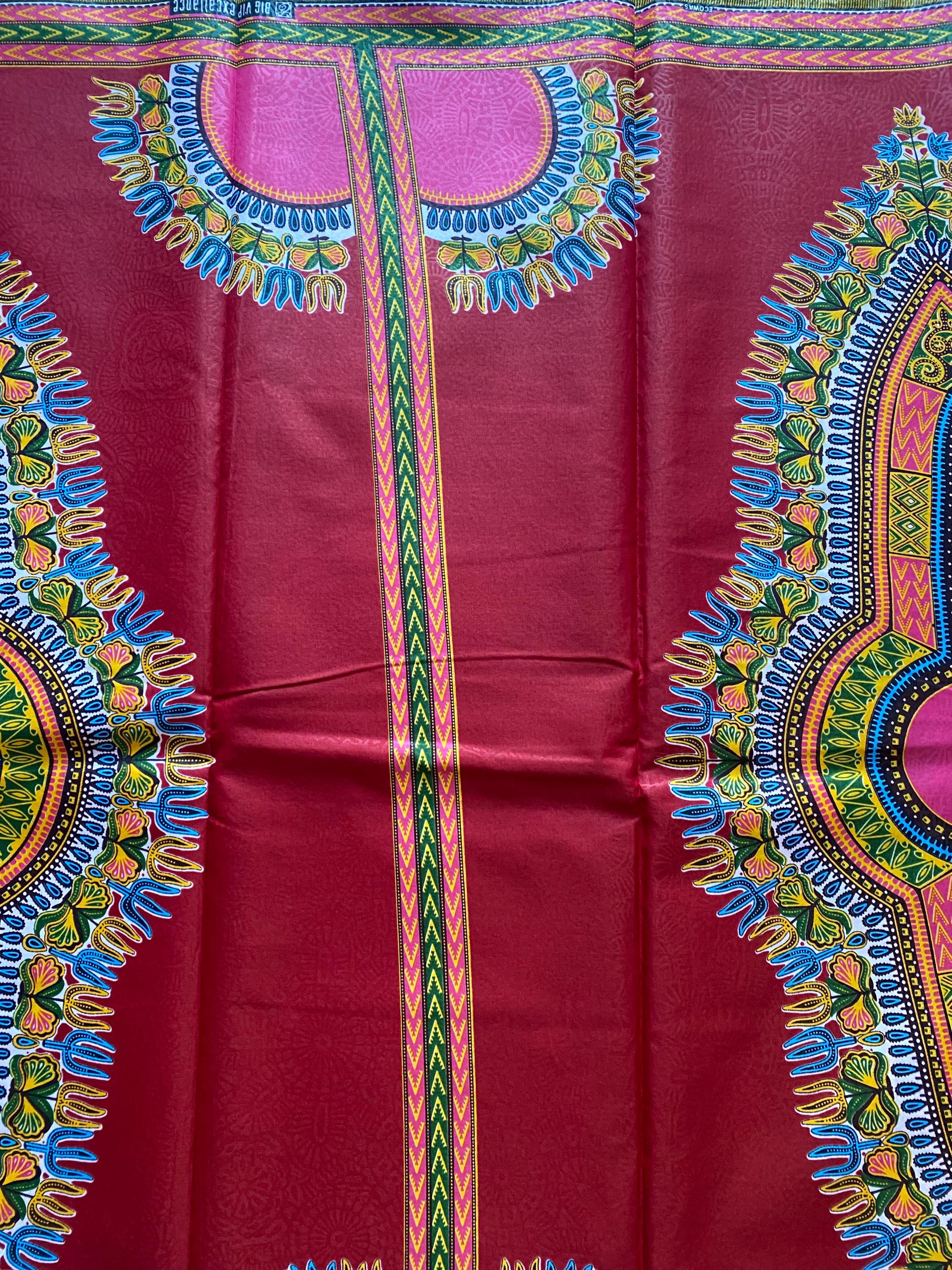 Dashiki African Wax Print Fabric: 100% Cotton Angelina Print, 6 Yards